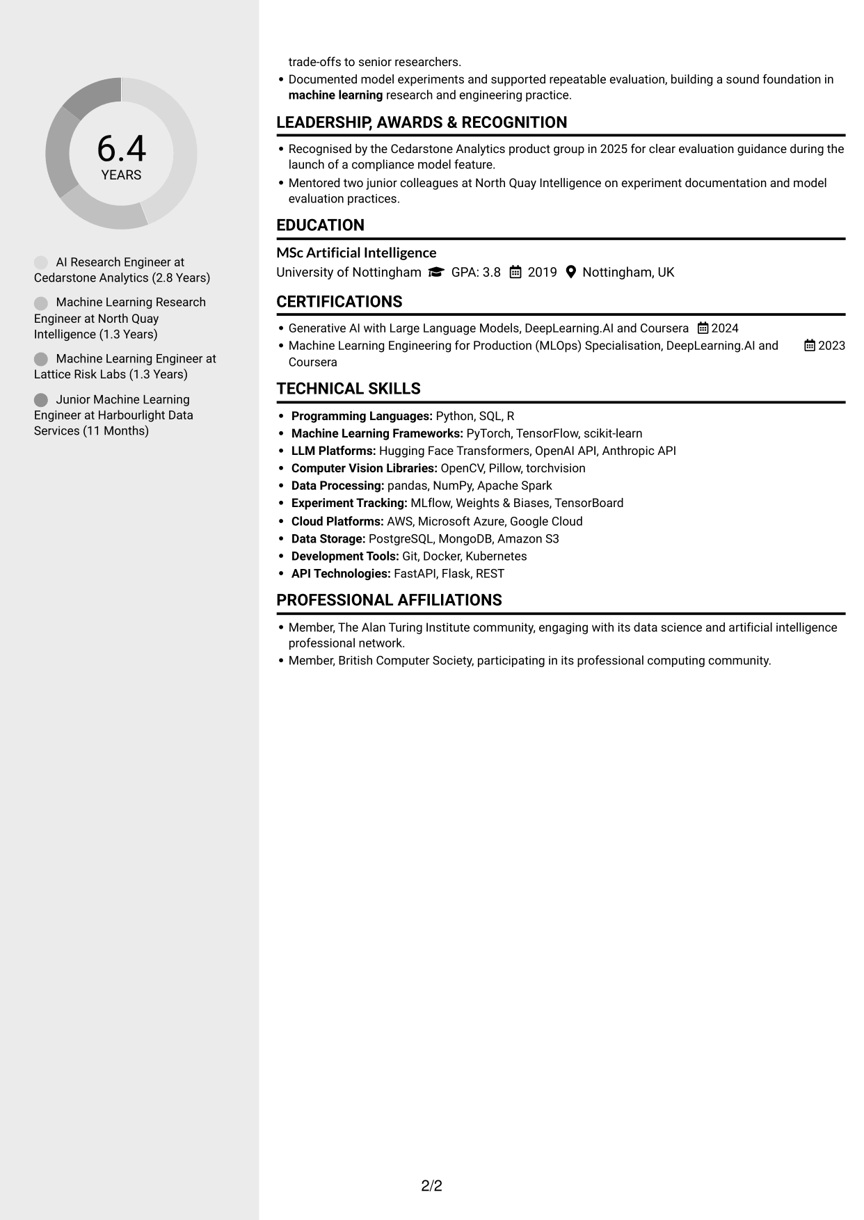 CV example — page 2