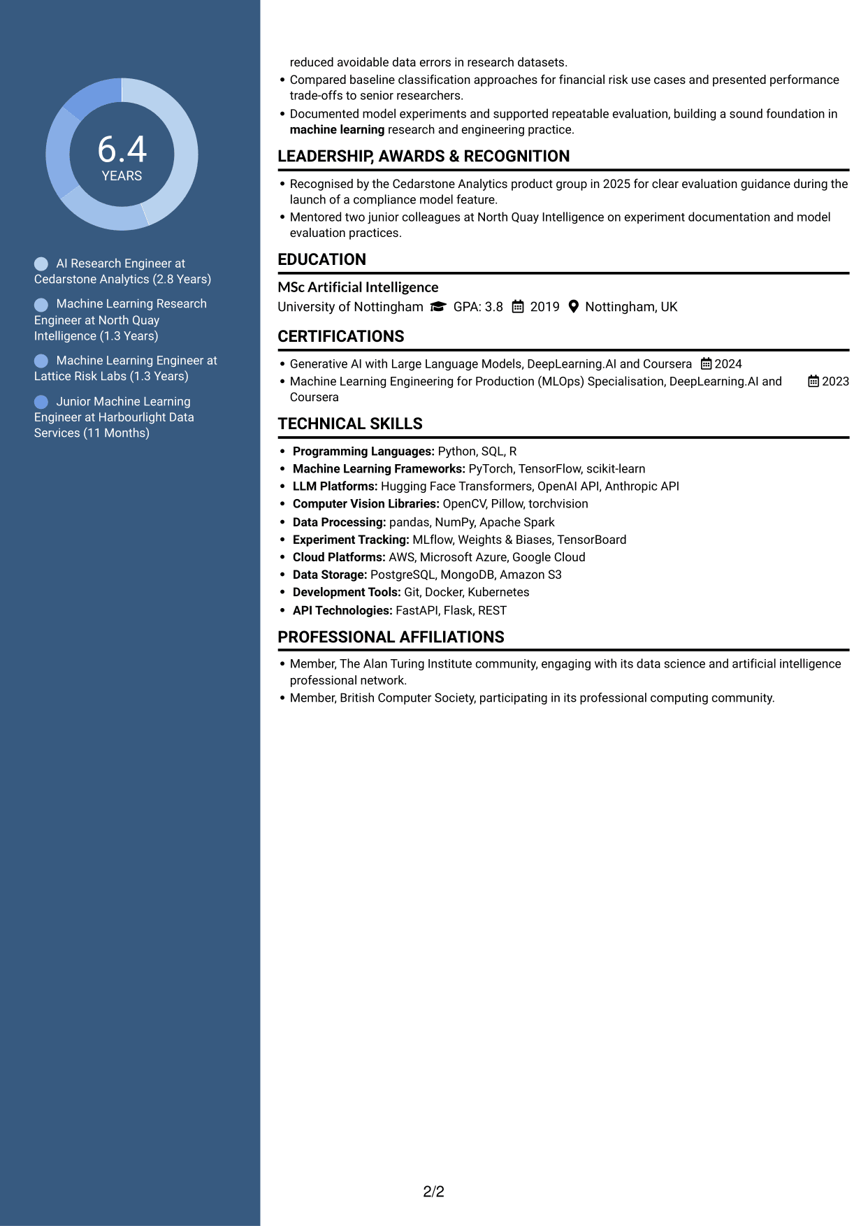 CV example — page 2