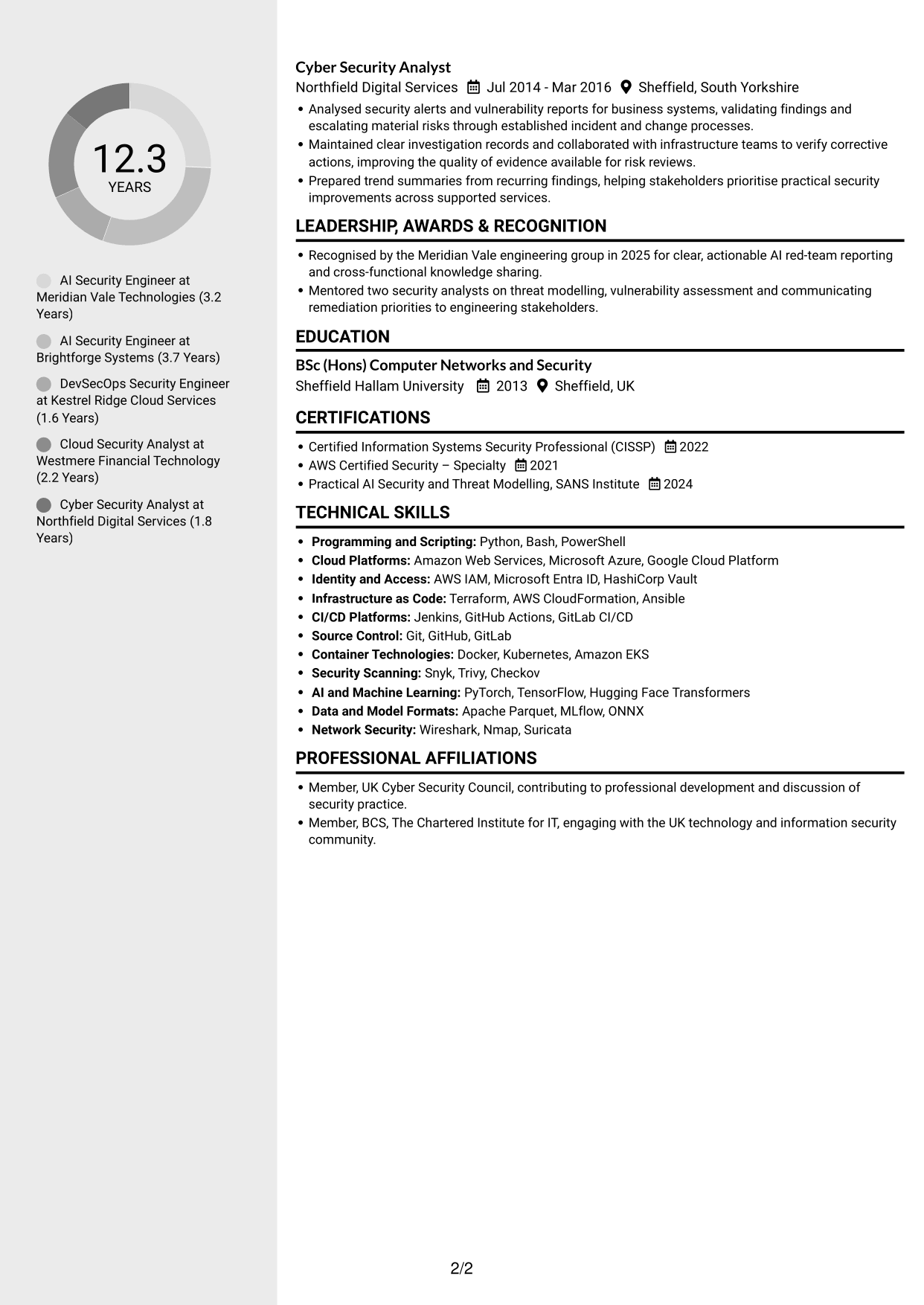 CV example — page 2