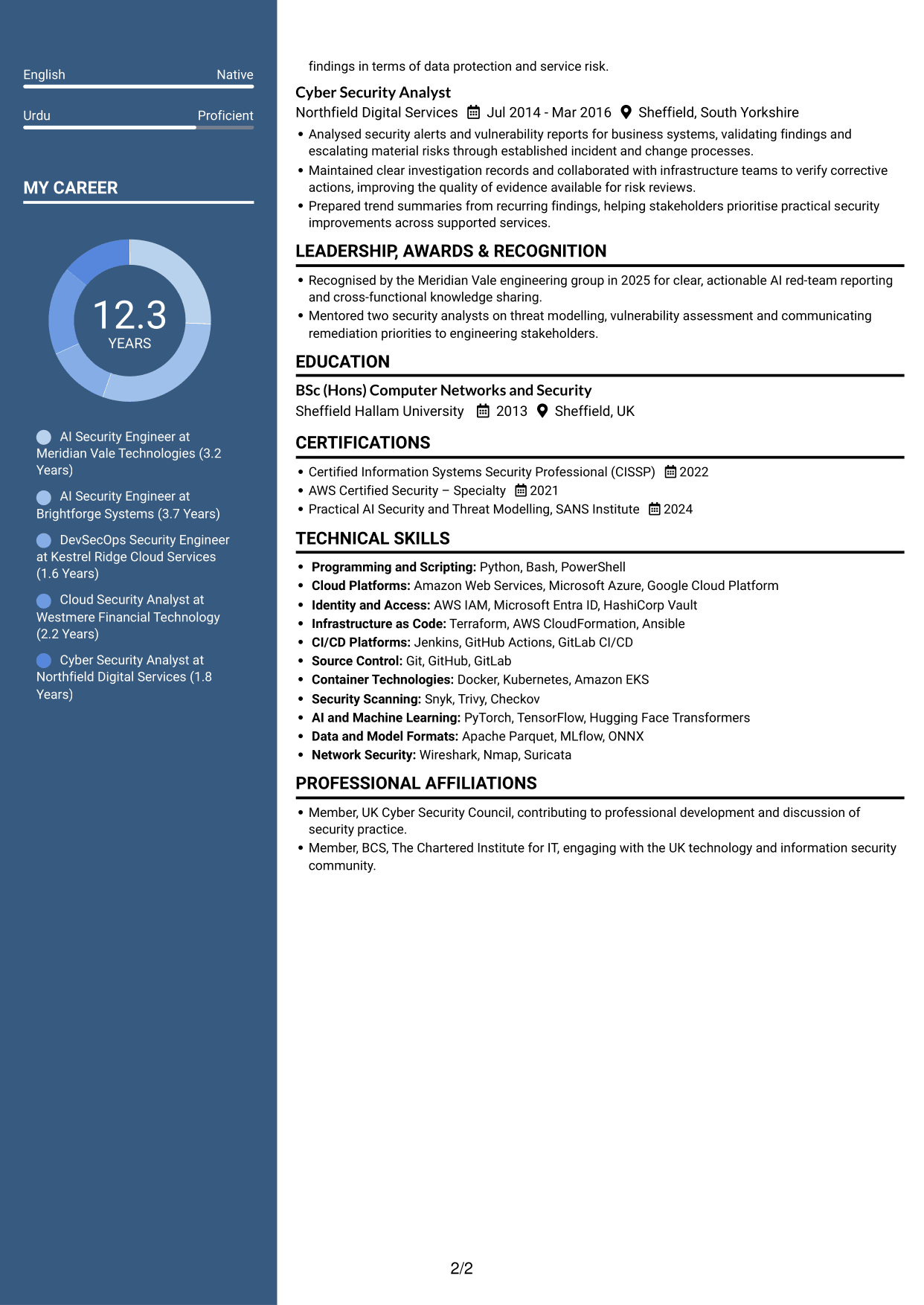 CV example — page 2
