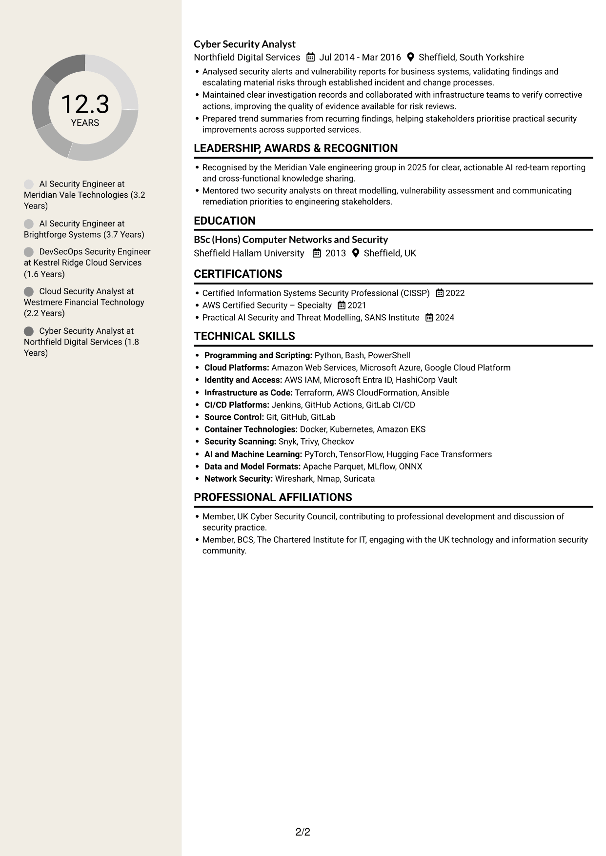 CV example — page 2