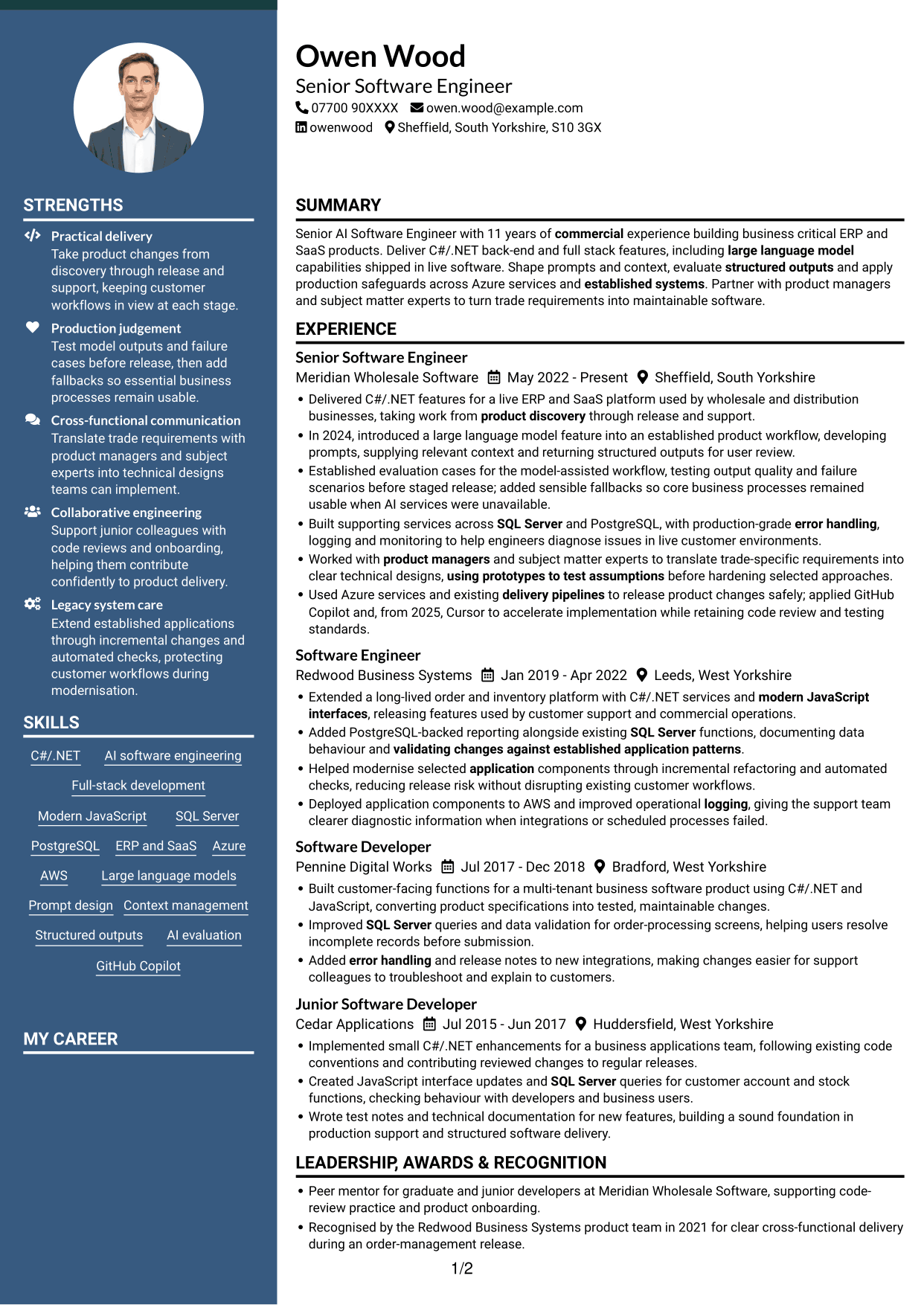 CV example — page 1