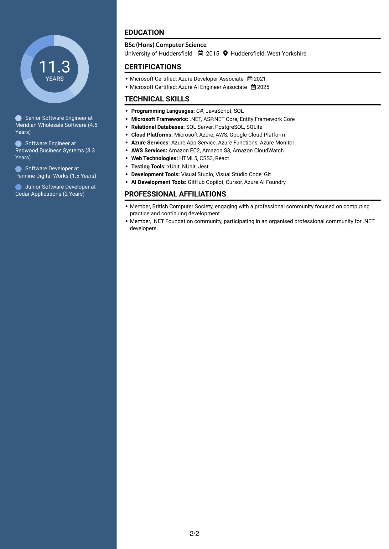 CV example — page 2
