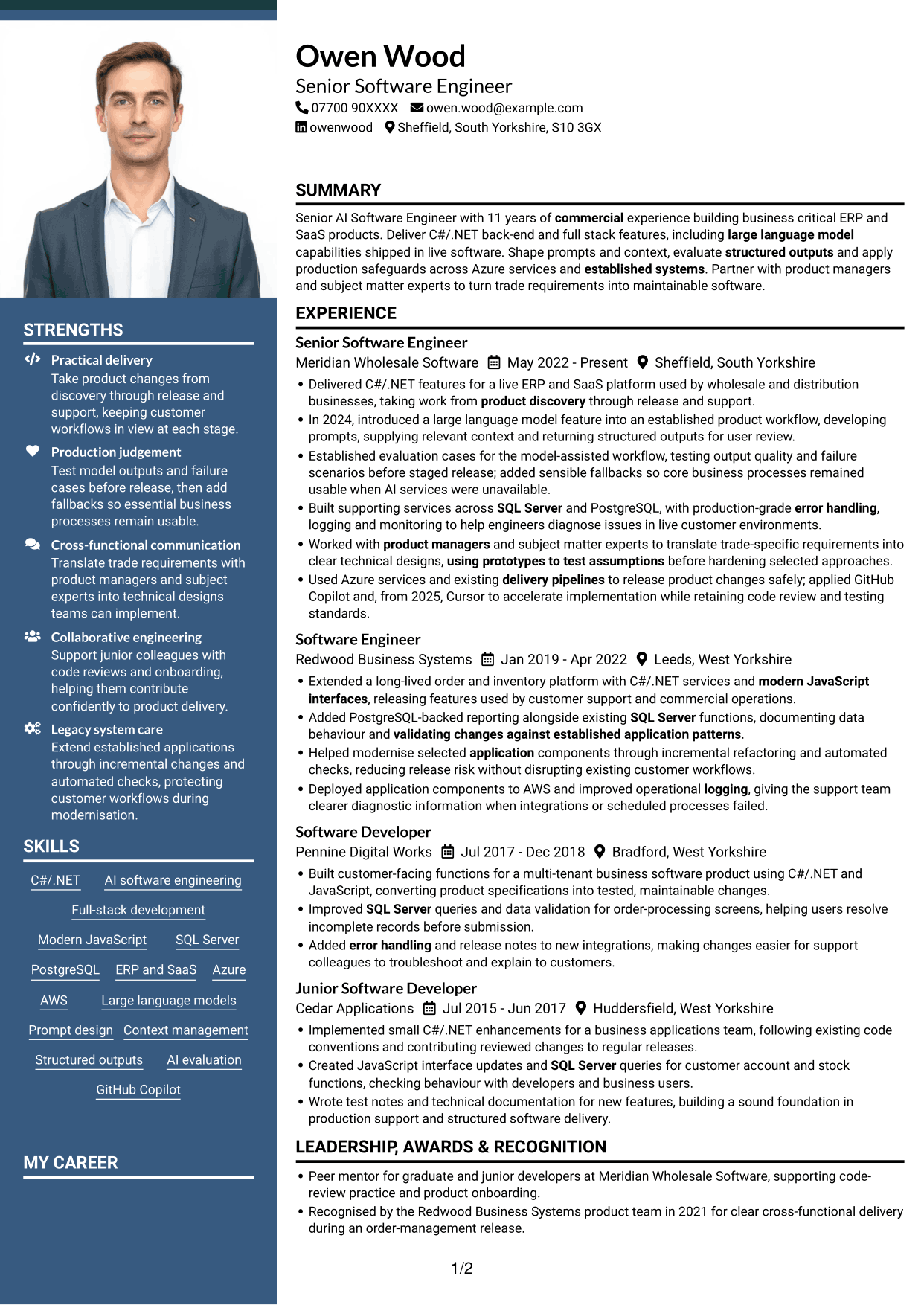 CV example — page 1