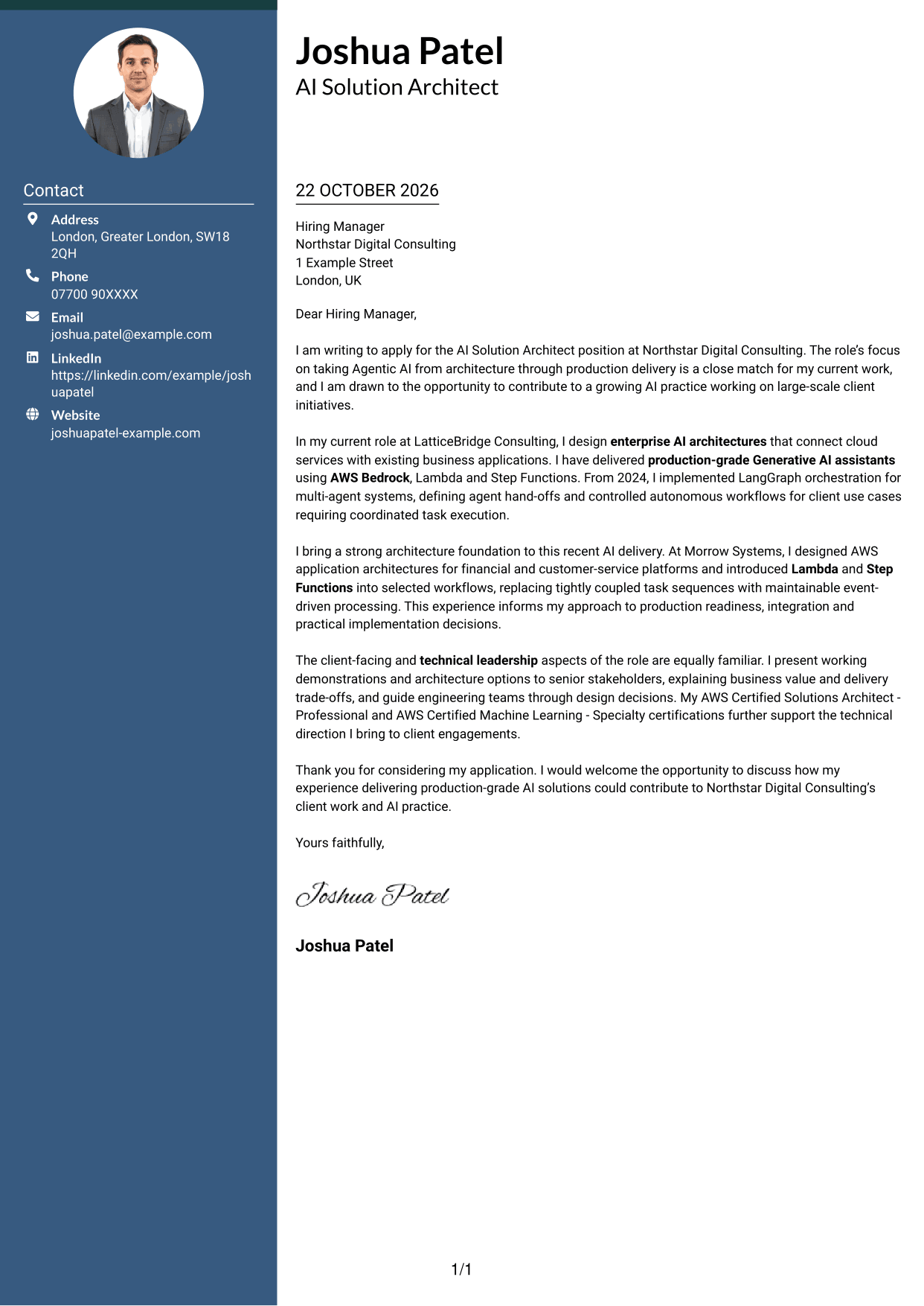 Cover letter example — page 1