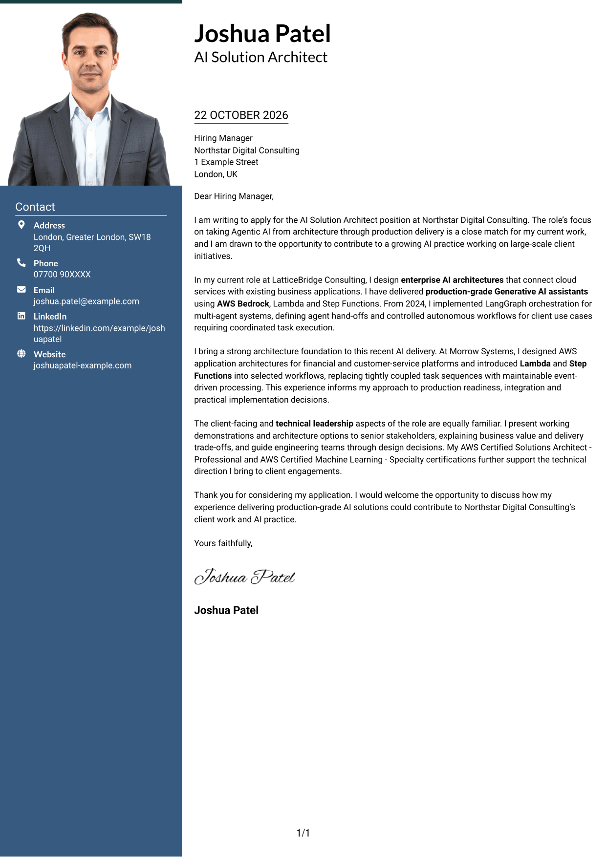 Cover letter example — page 1
