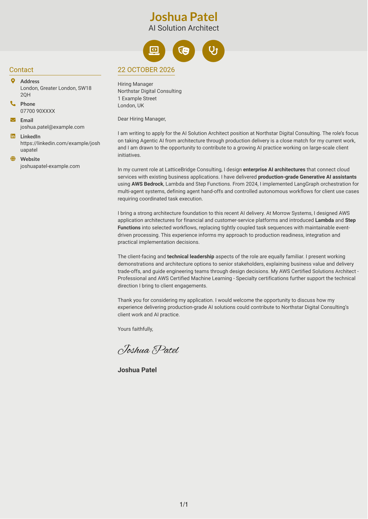 Cover letter example — page 1