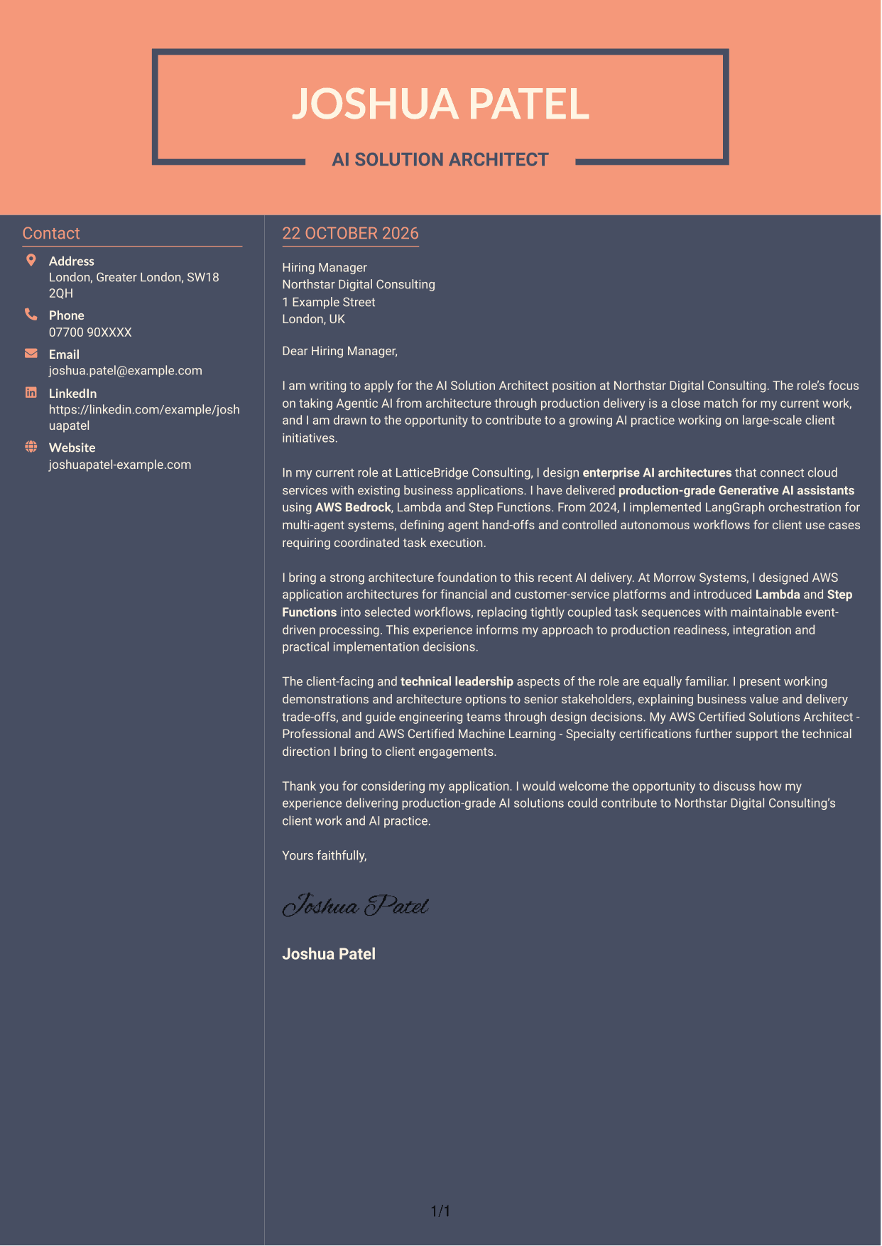 Cover letter example — page 1