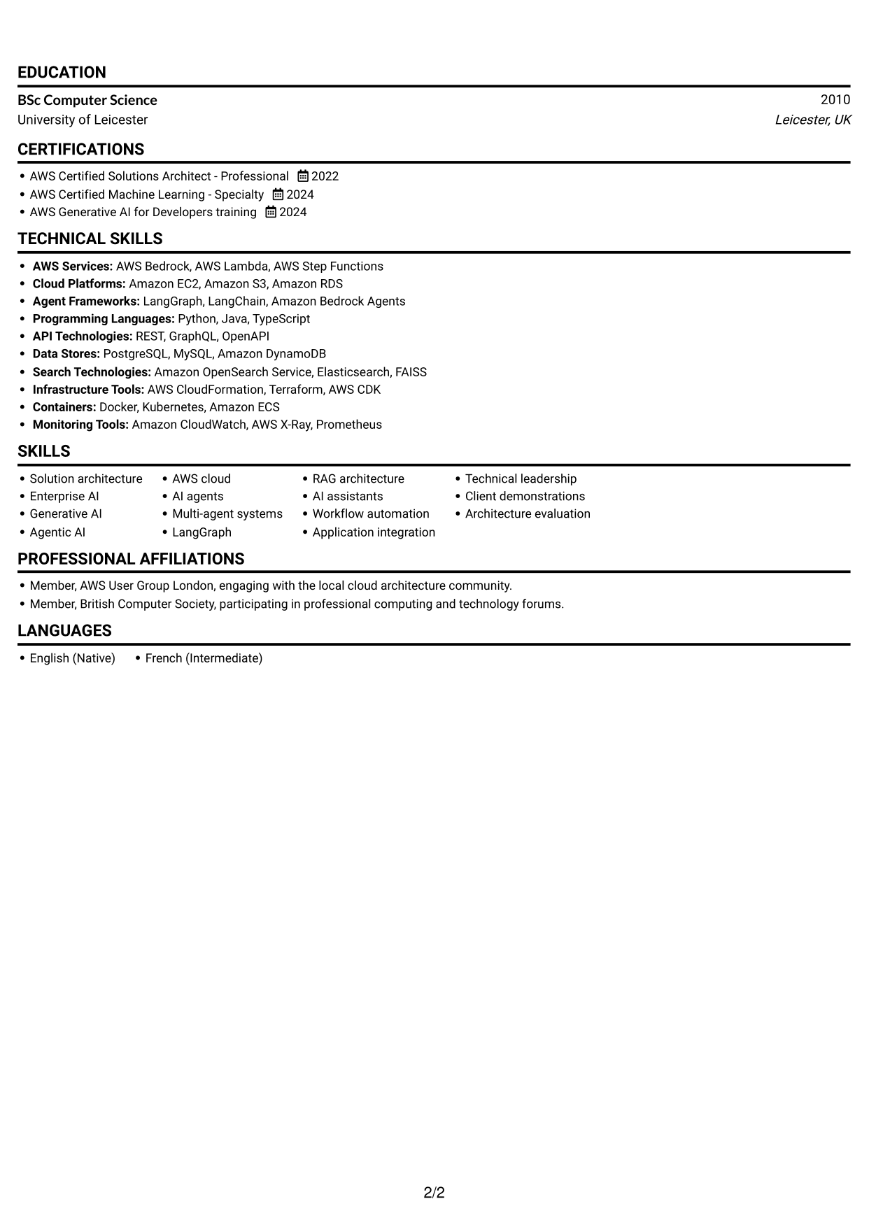 CV example — page 2