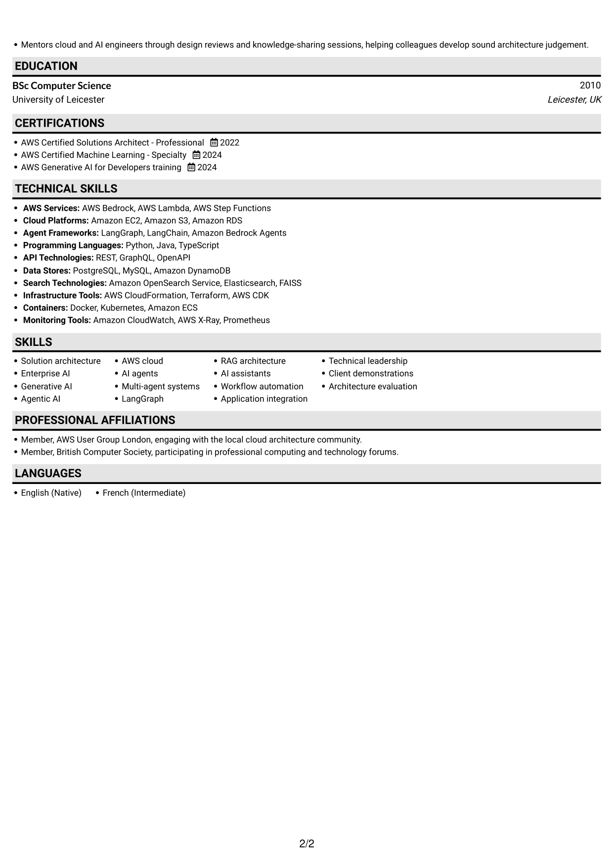 CV example — page 2