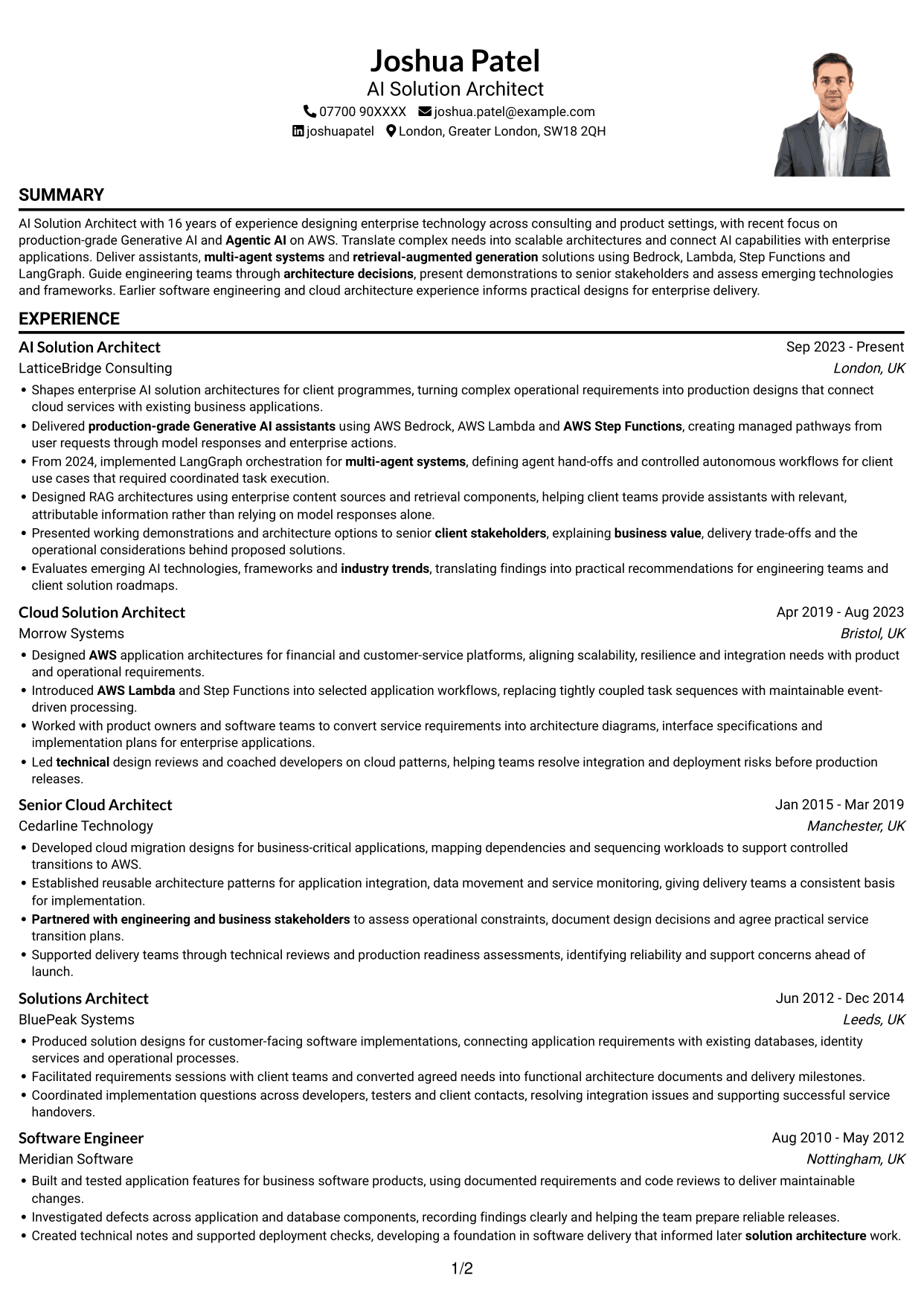 CV example — page 1