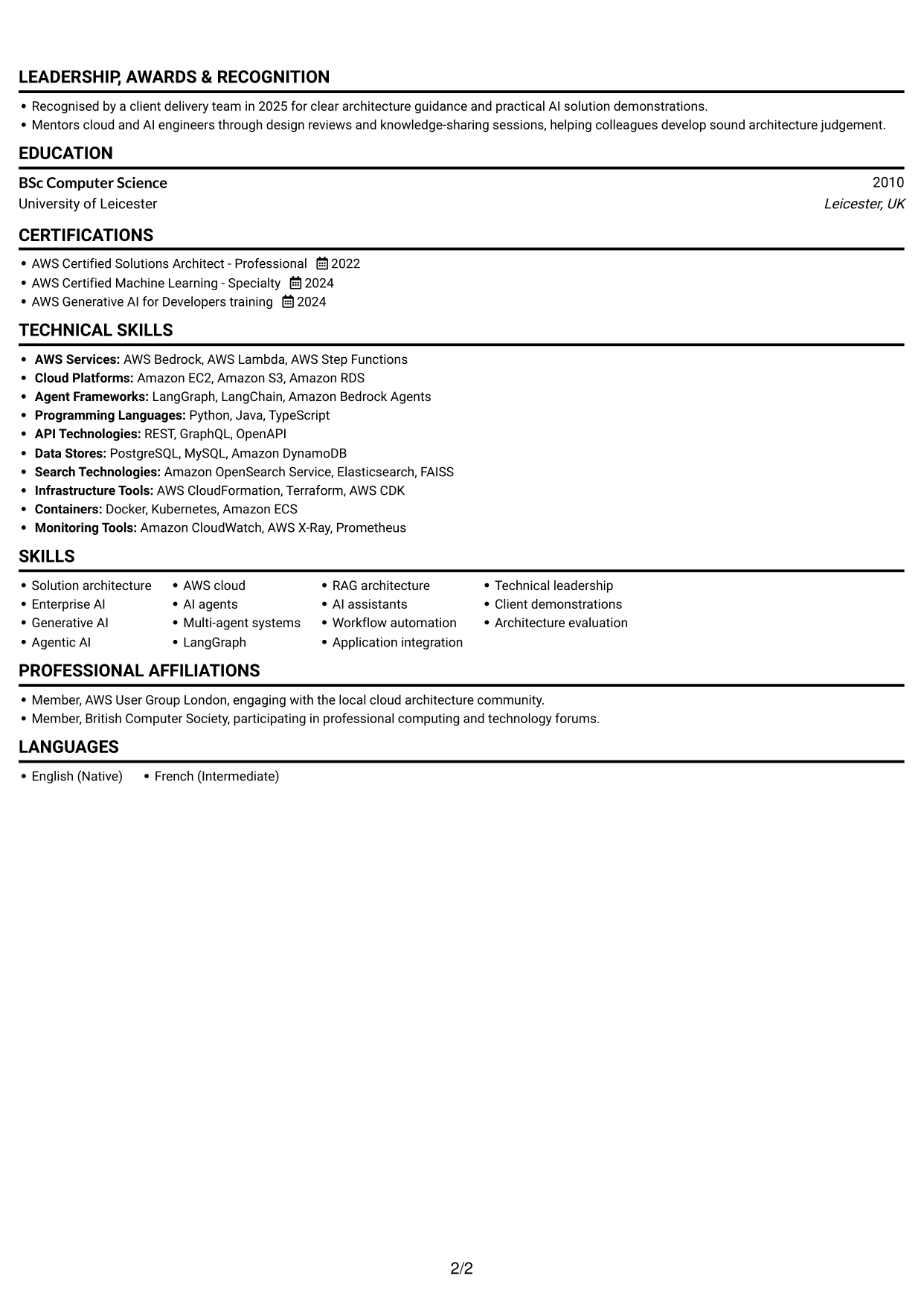 CV example — page 2