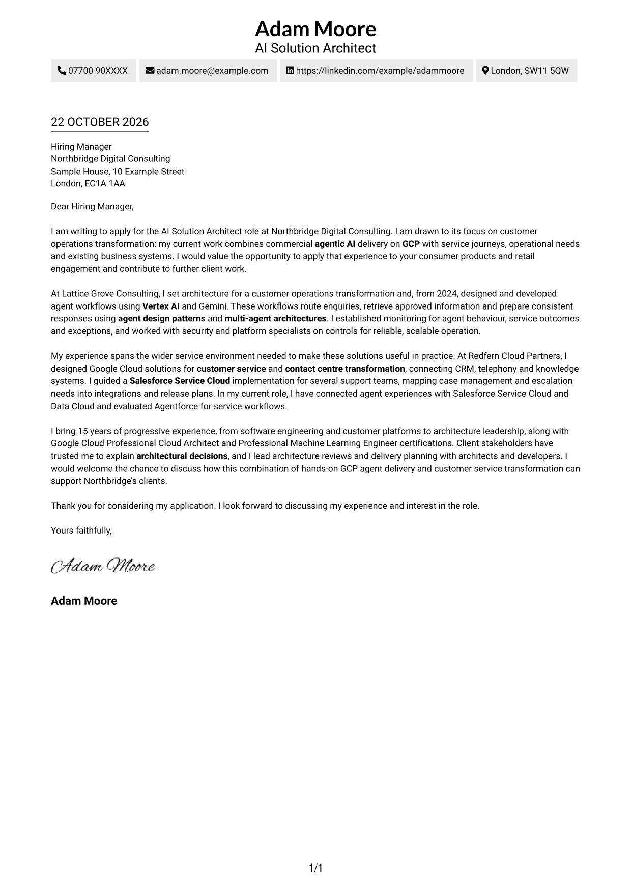 Cover letter example — page 1