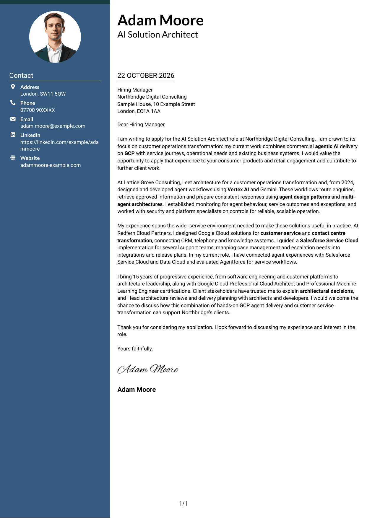 Cover letter example — page 1