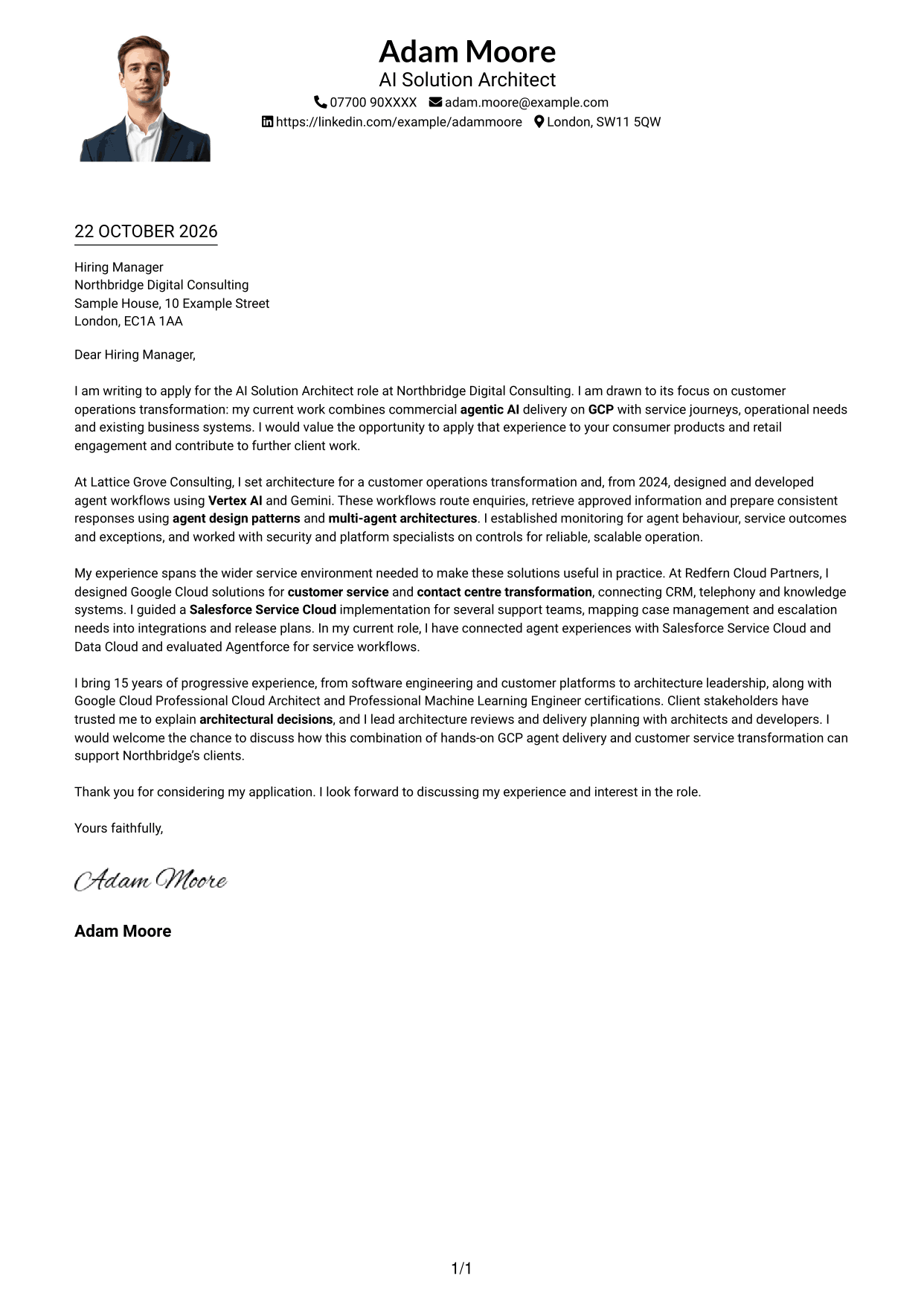Cover letter example — page 1
