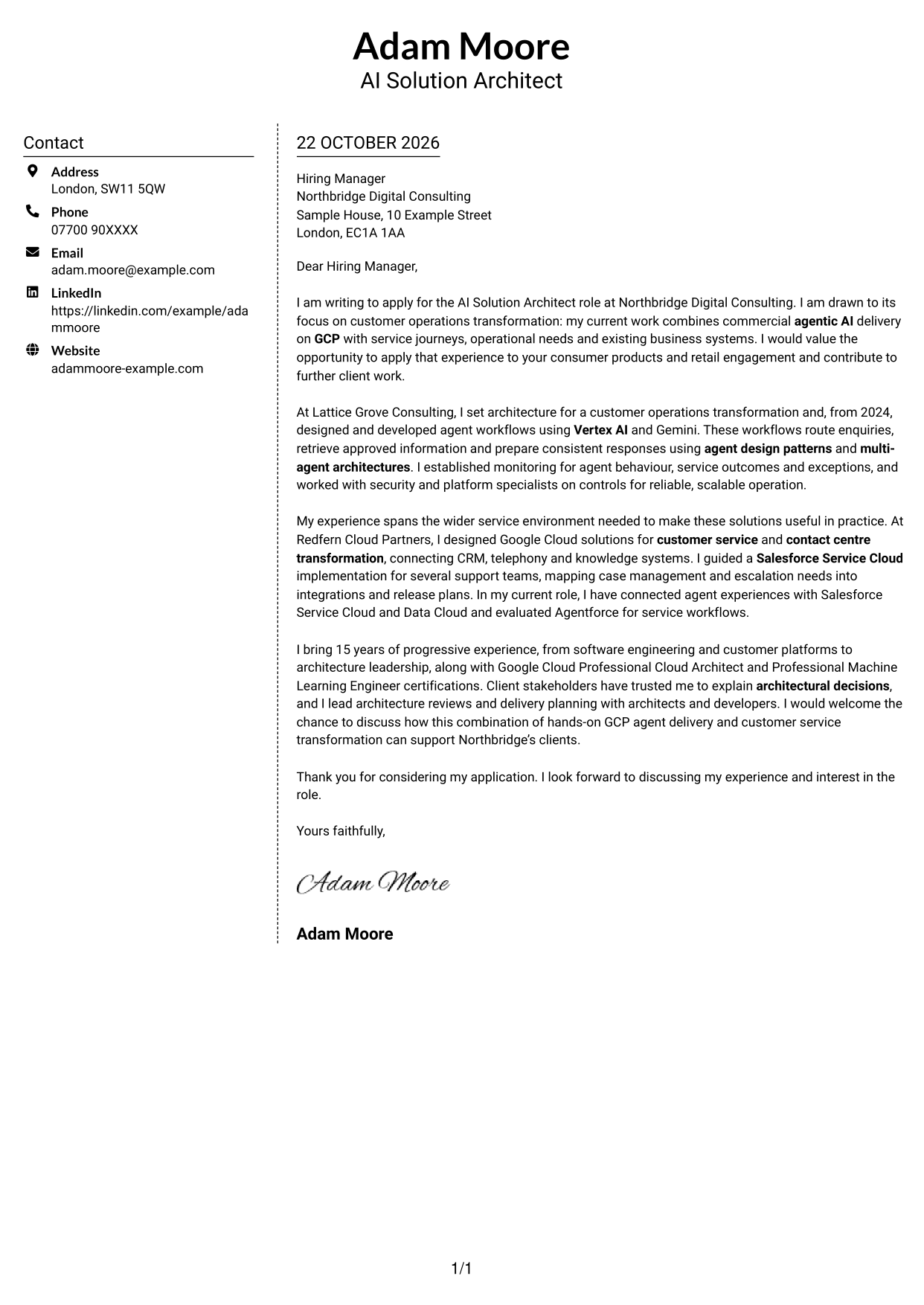 Cover letter example — page 1