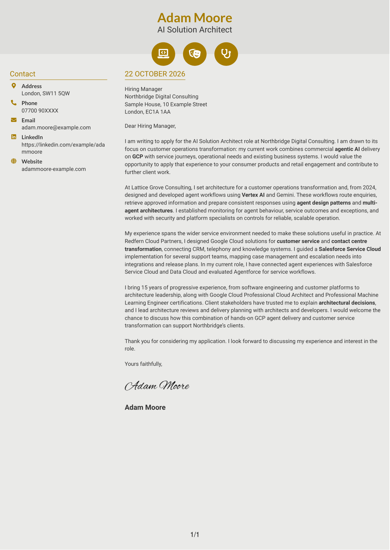 Cover letter example — page 1