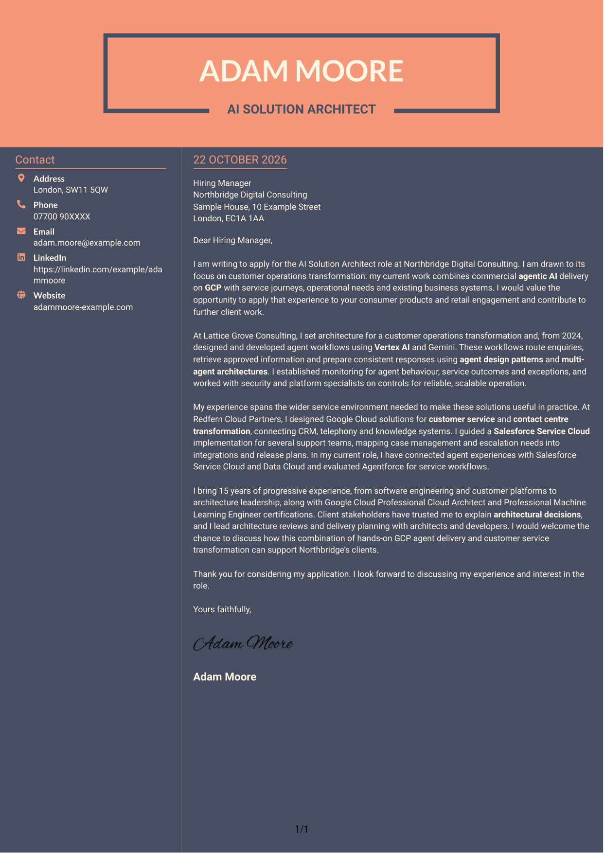 Cover letter example — page 1