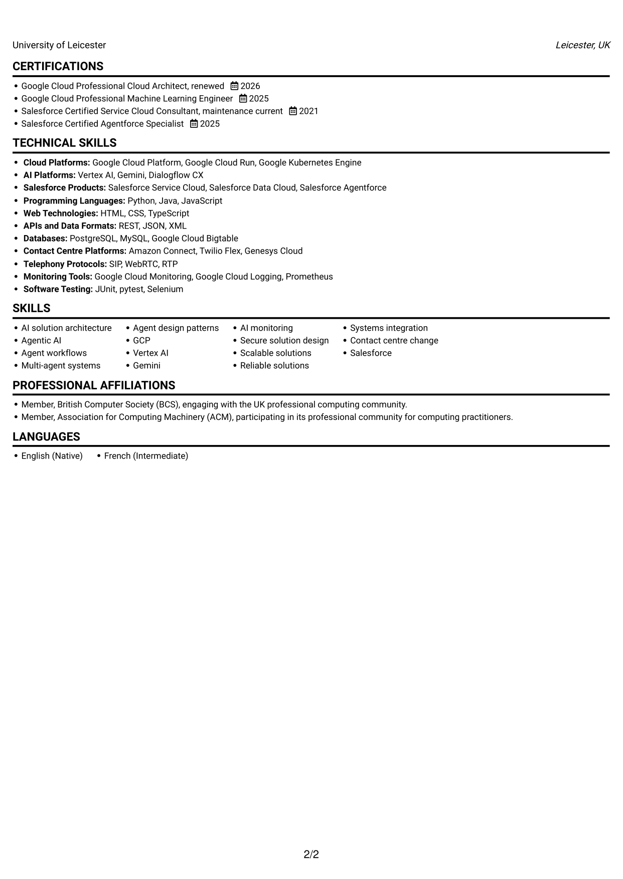 CV example — page 2