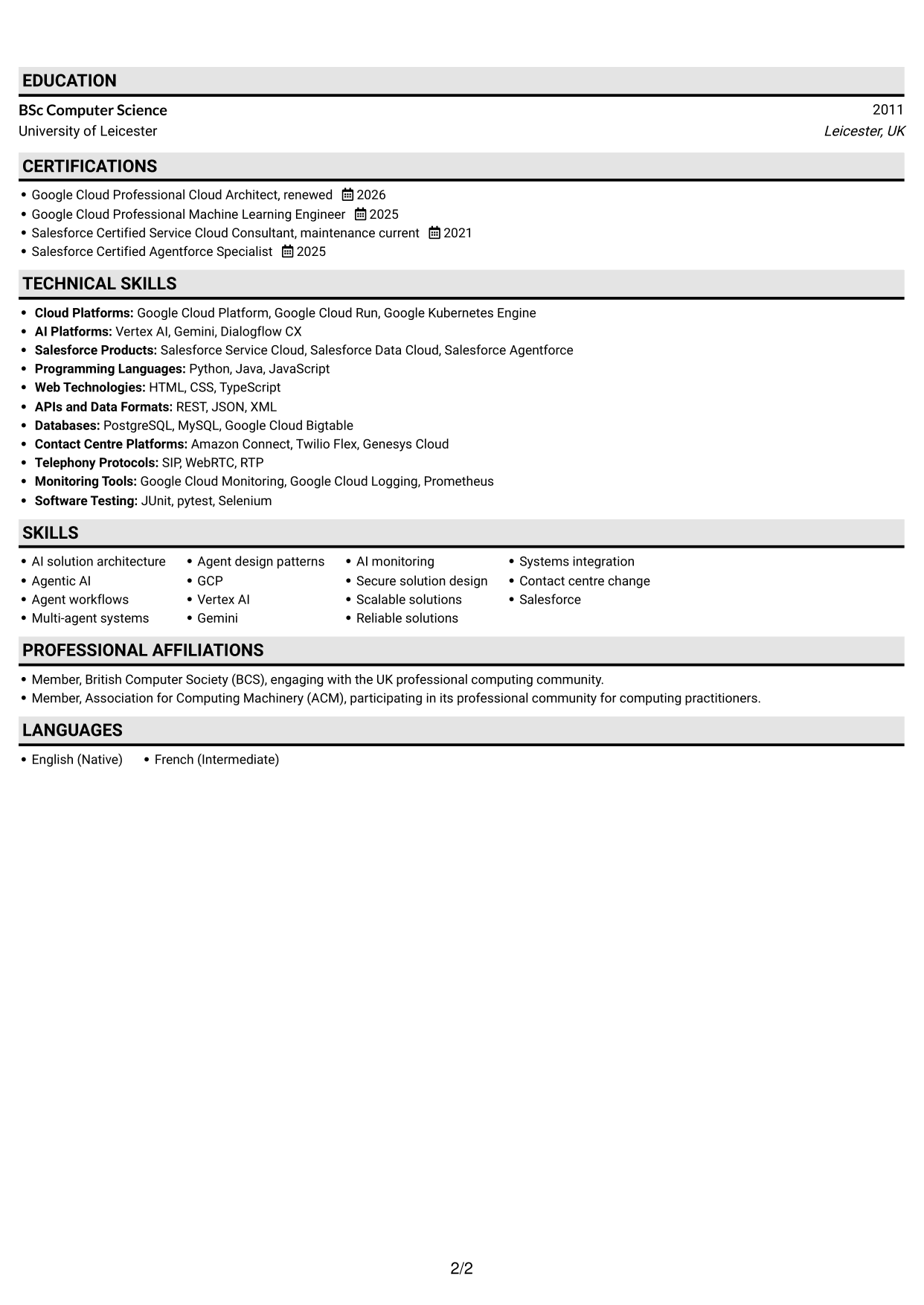 CV example — page 2