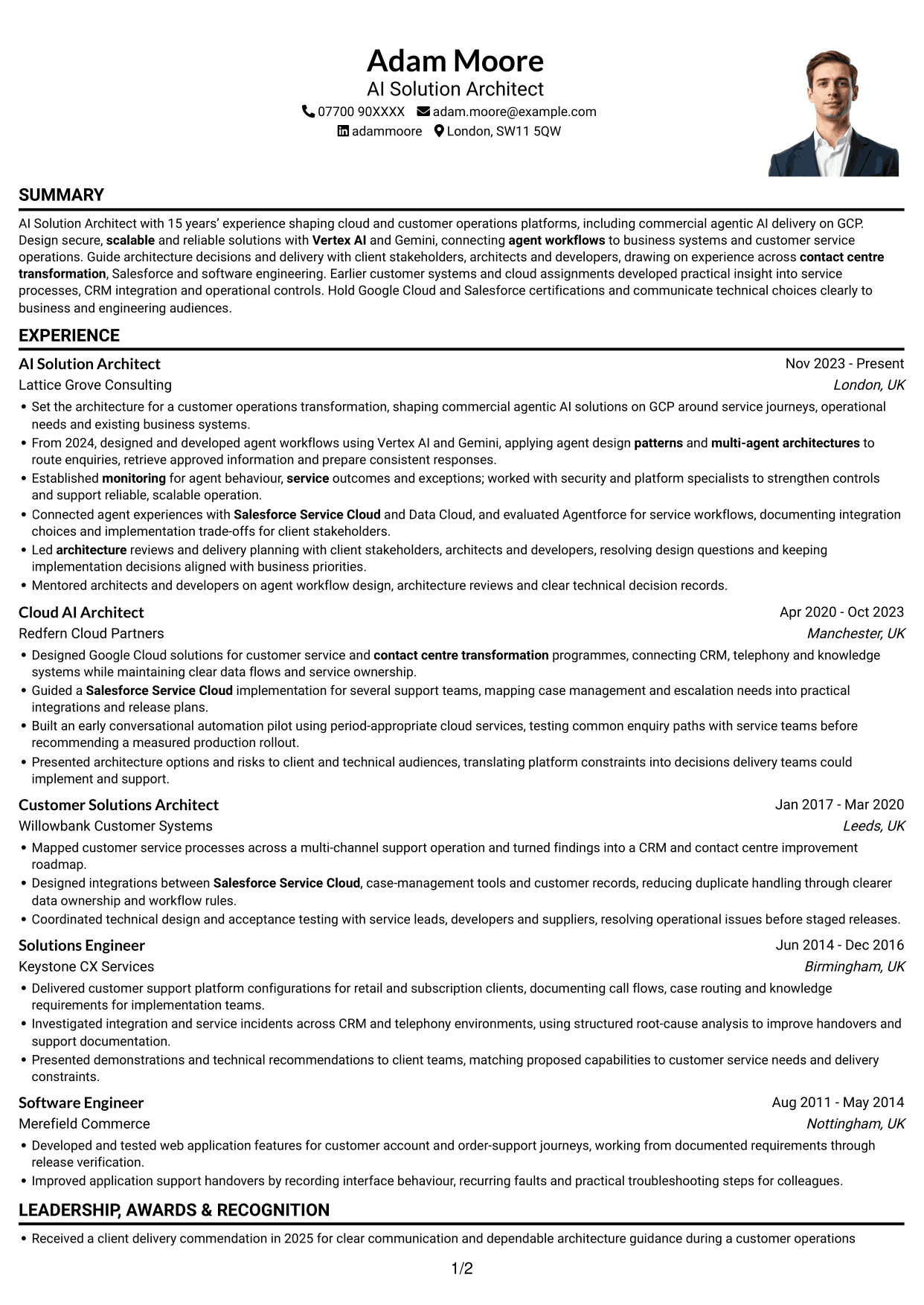 CV example — page 1