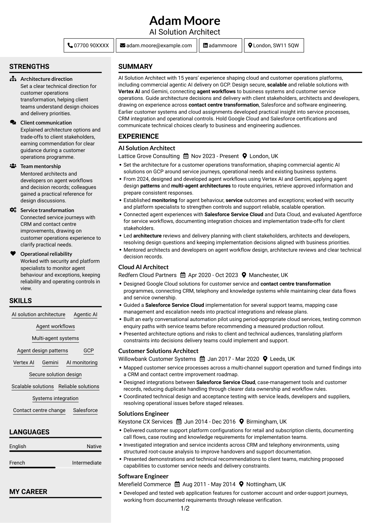 CV example — page 1