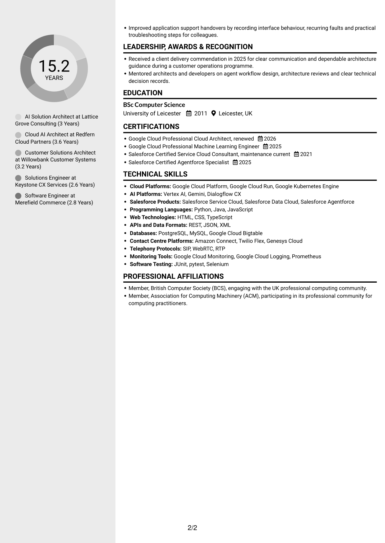CV example — page 2