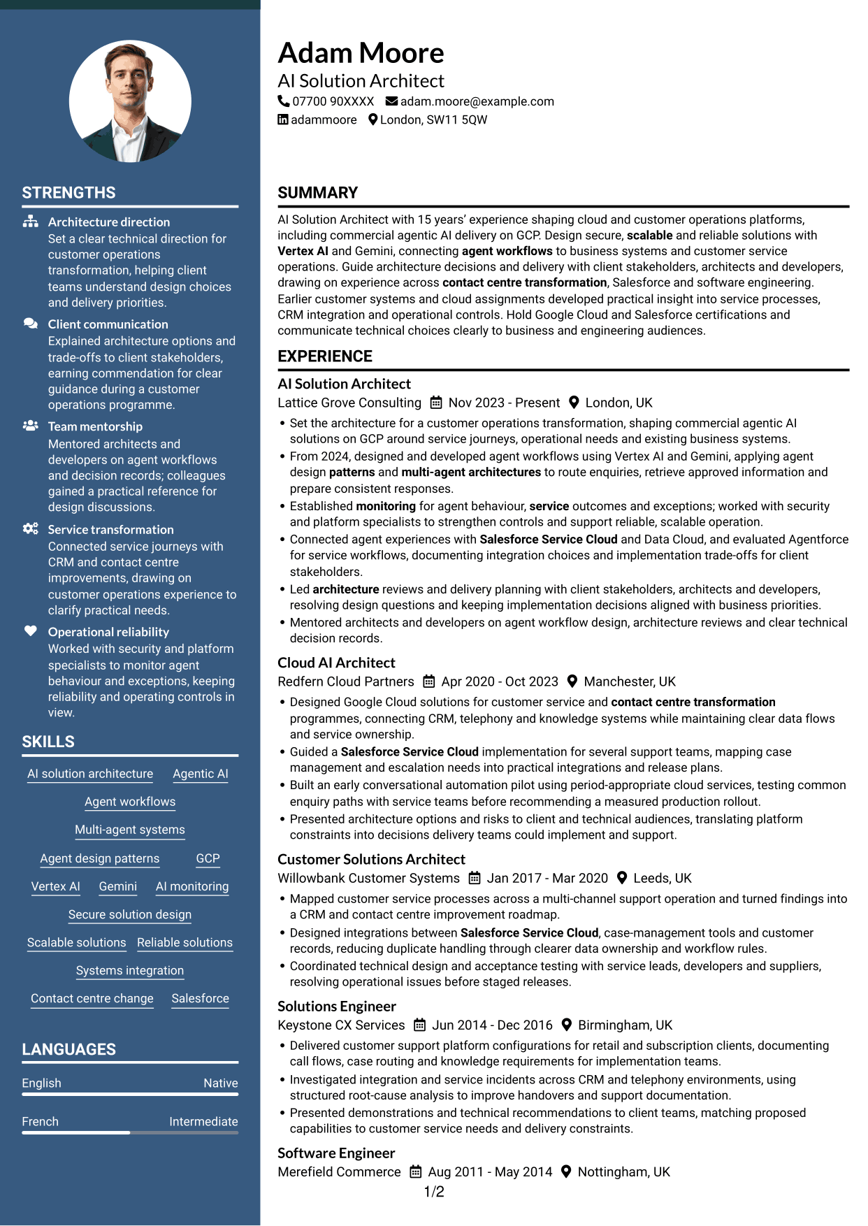 CV example — page 1