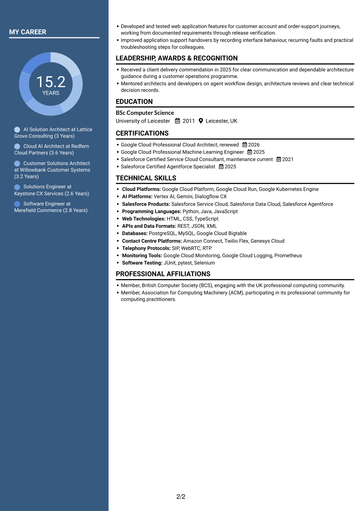 CV example — page 2