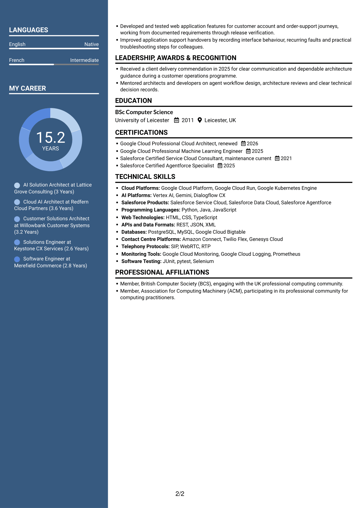 CV example — page 2