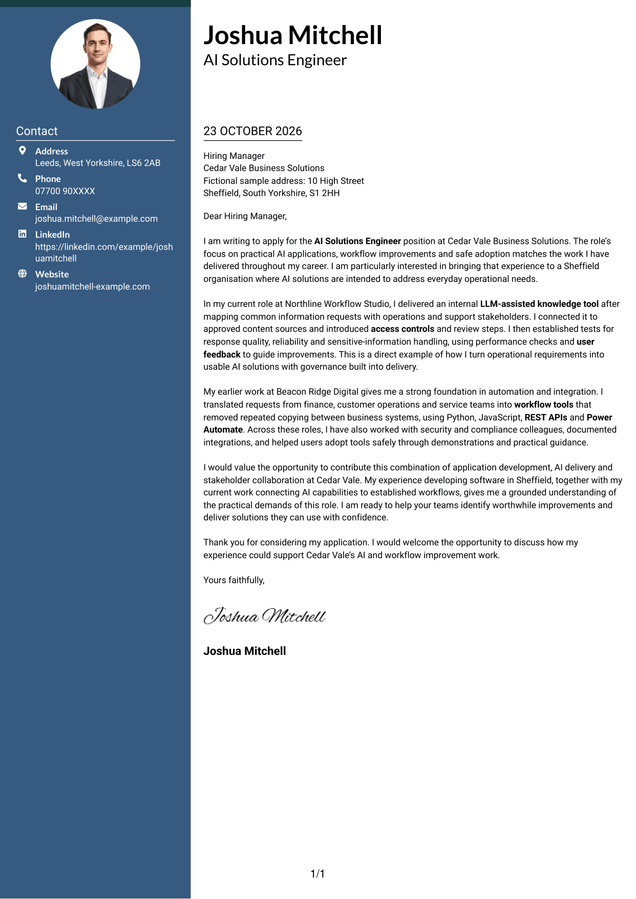 Cover letter example — page 1