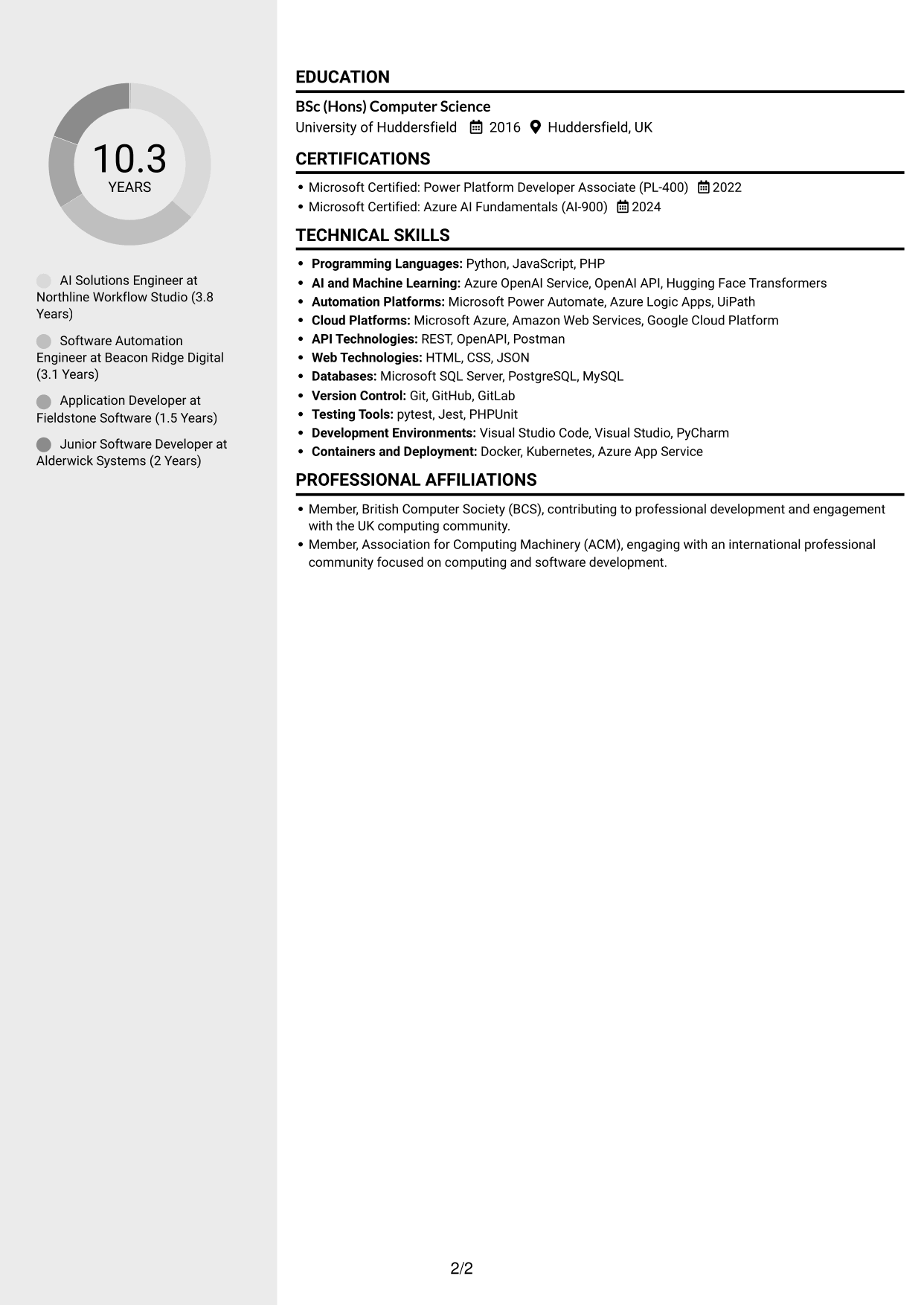 CV example — page 2
