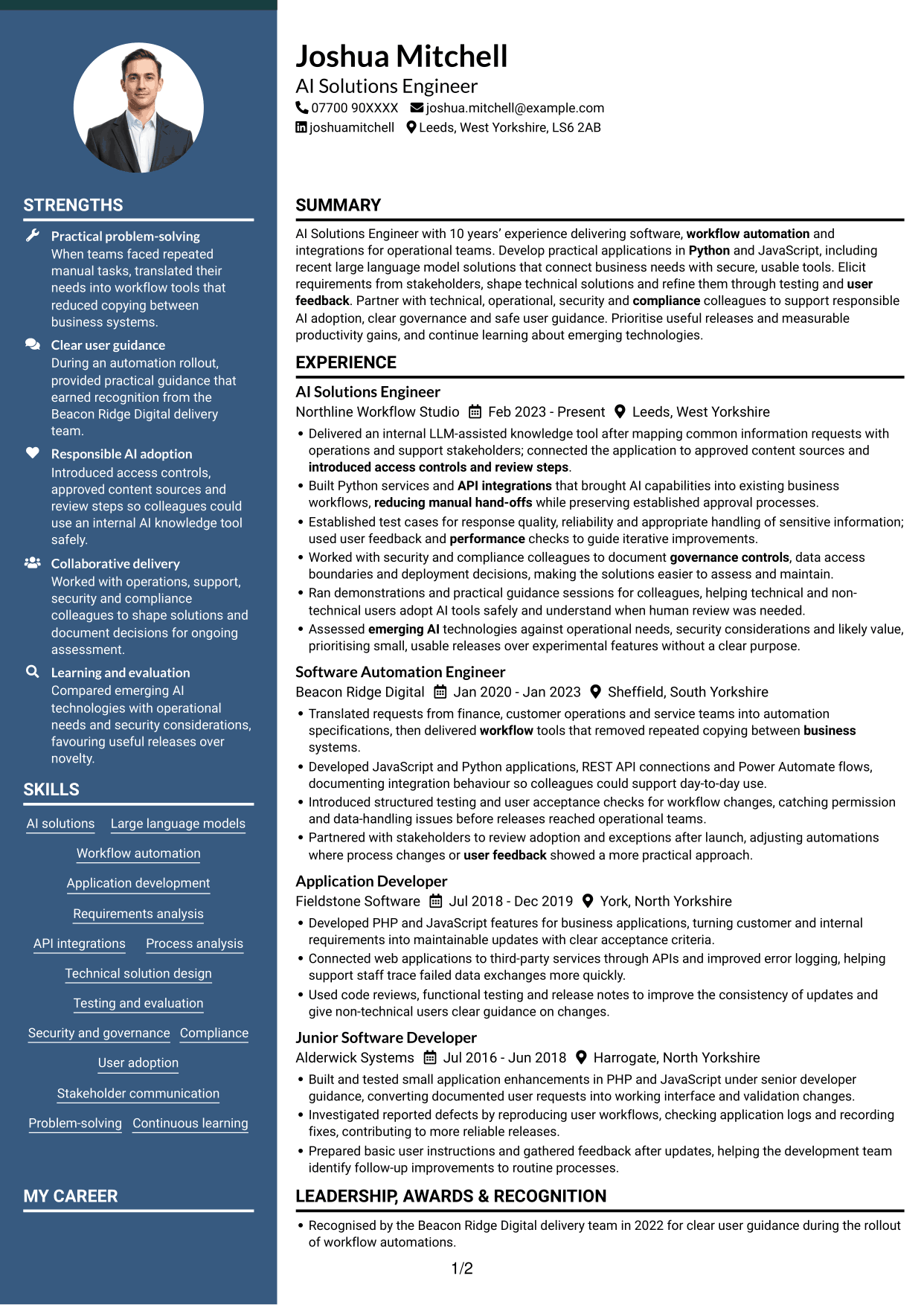 CV example — page 1