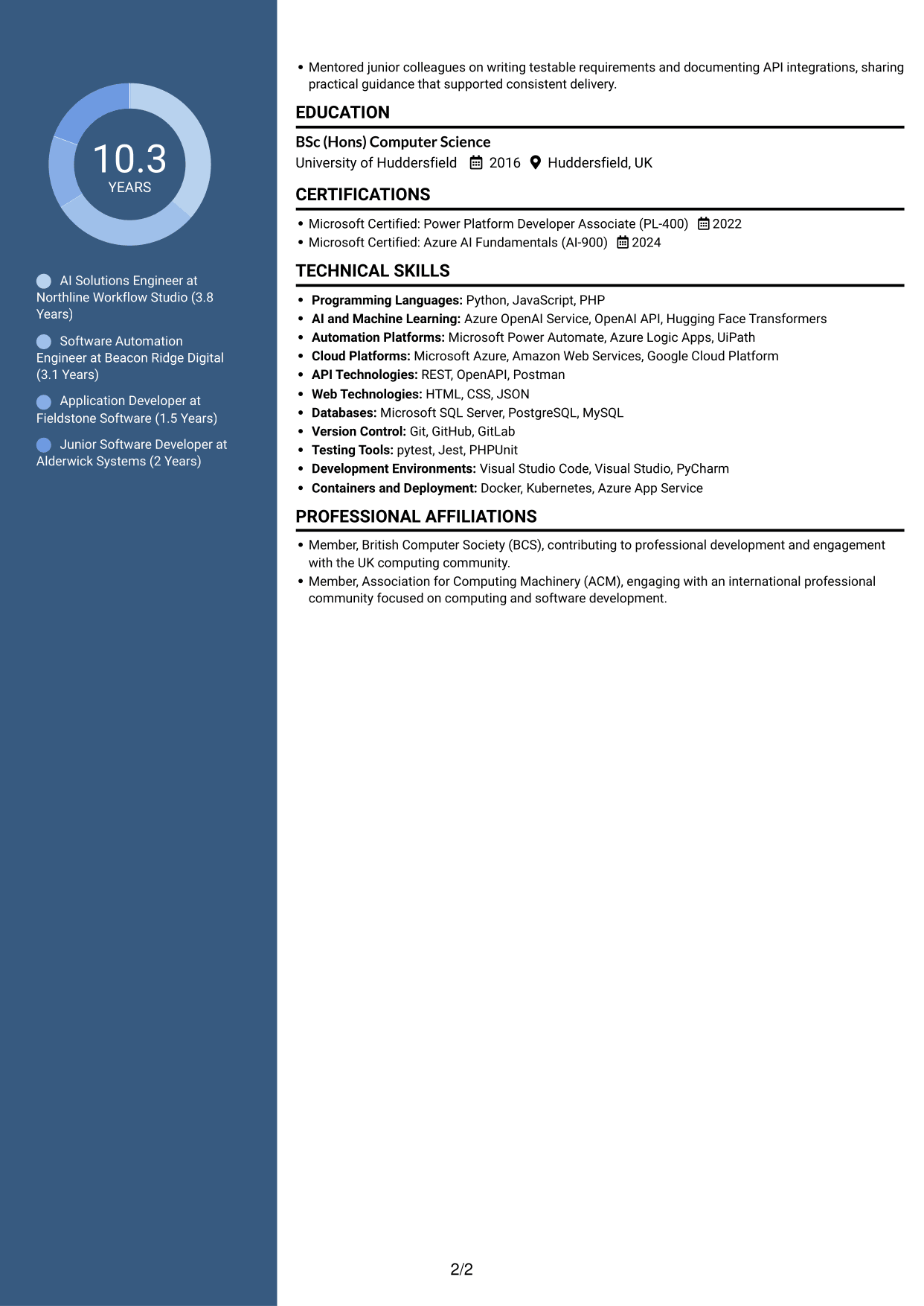 CV example — page 2
