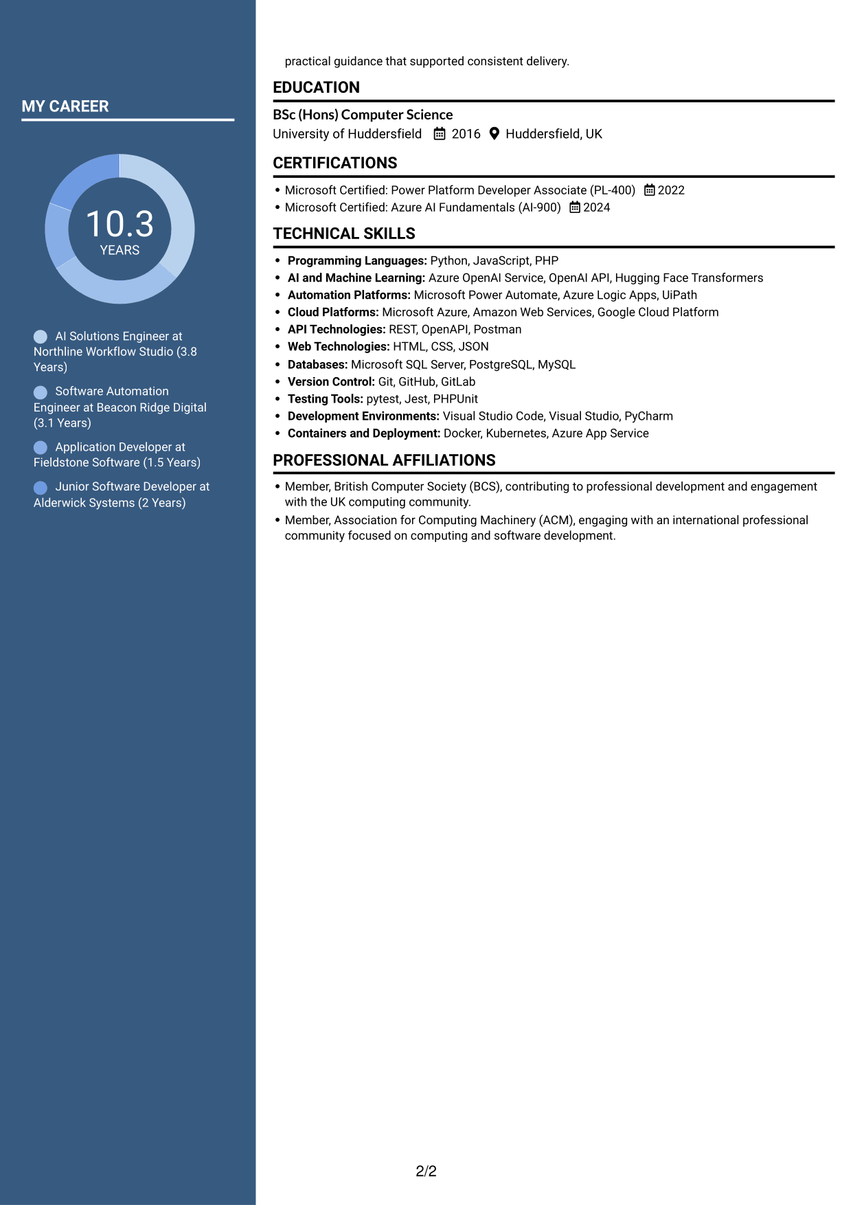 CV example — page 2