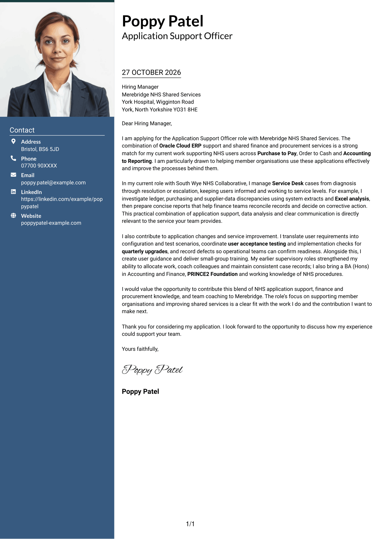 Cover letter example — page 1