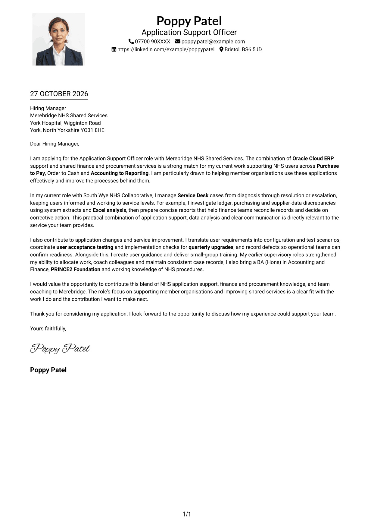 Cover letter example — page 1