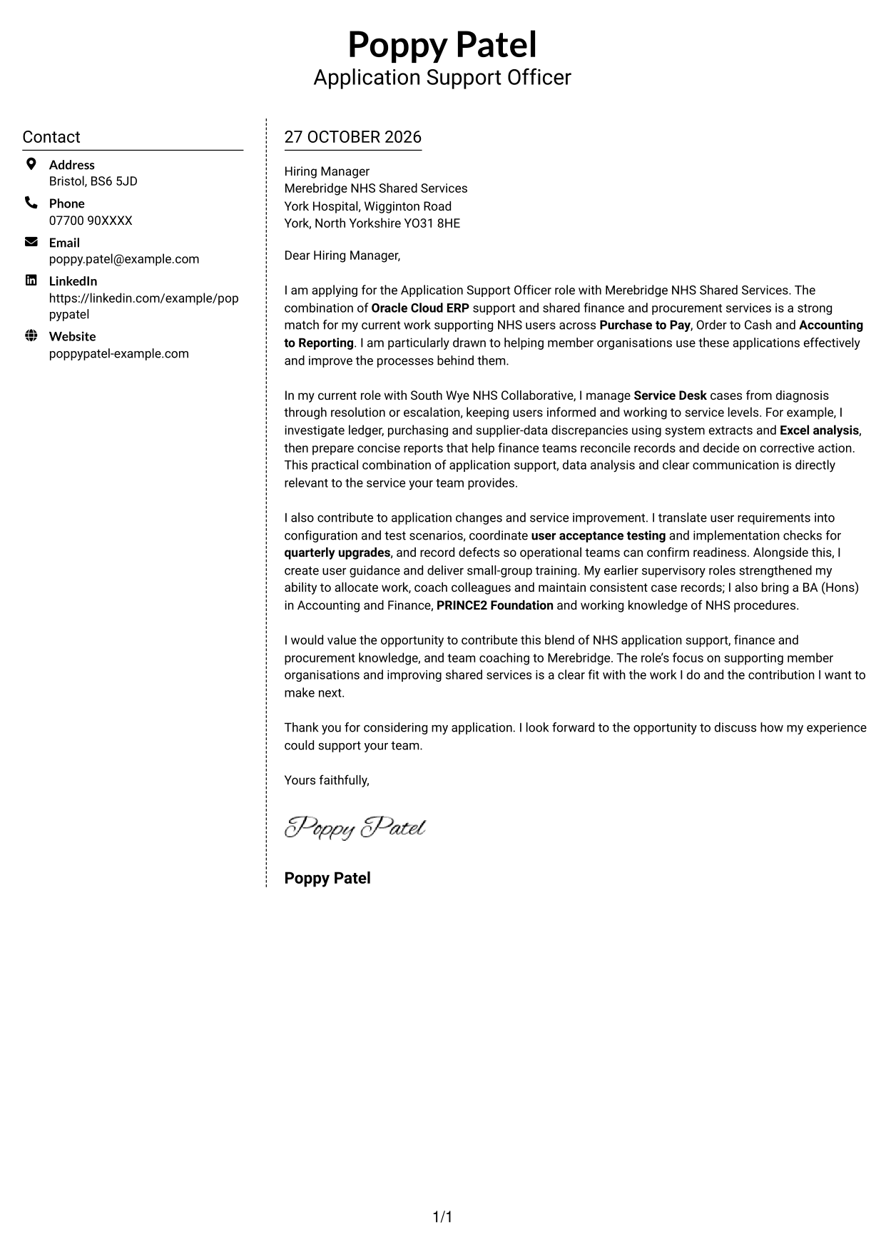 Cover letter example — page 1
