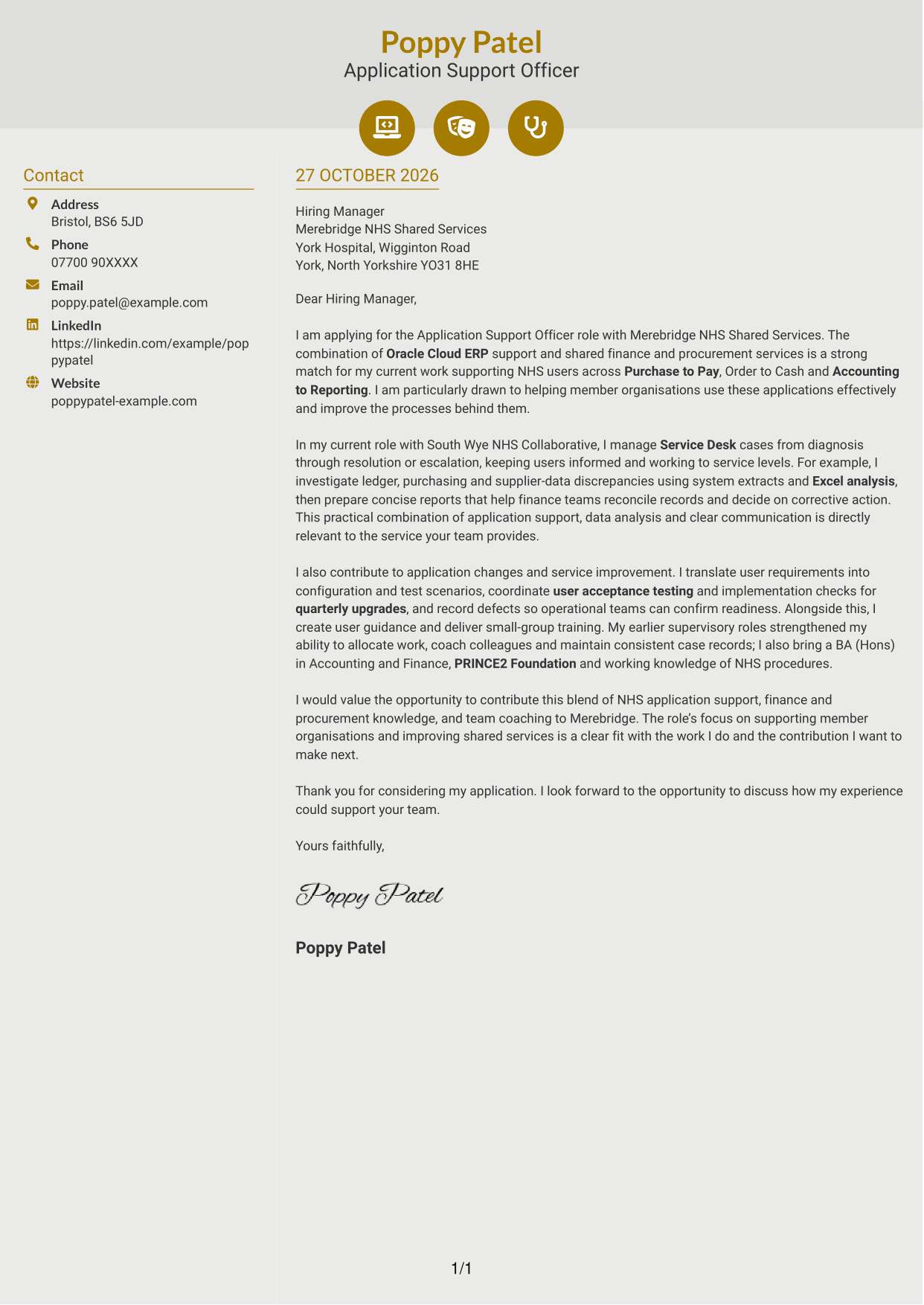 Cover letter example — page 1