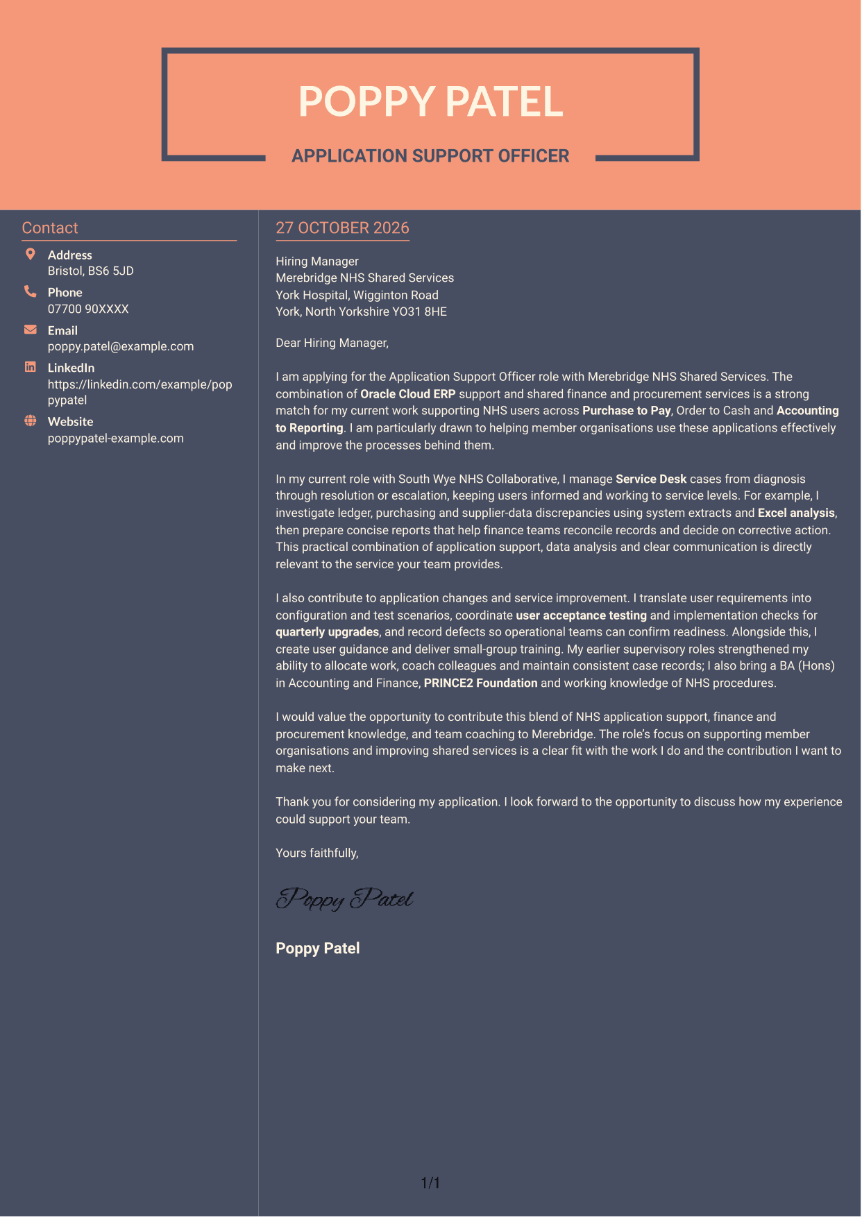 Cover letter example — page 1