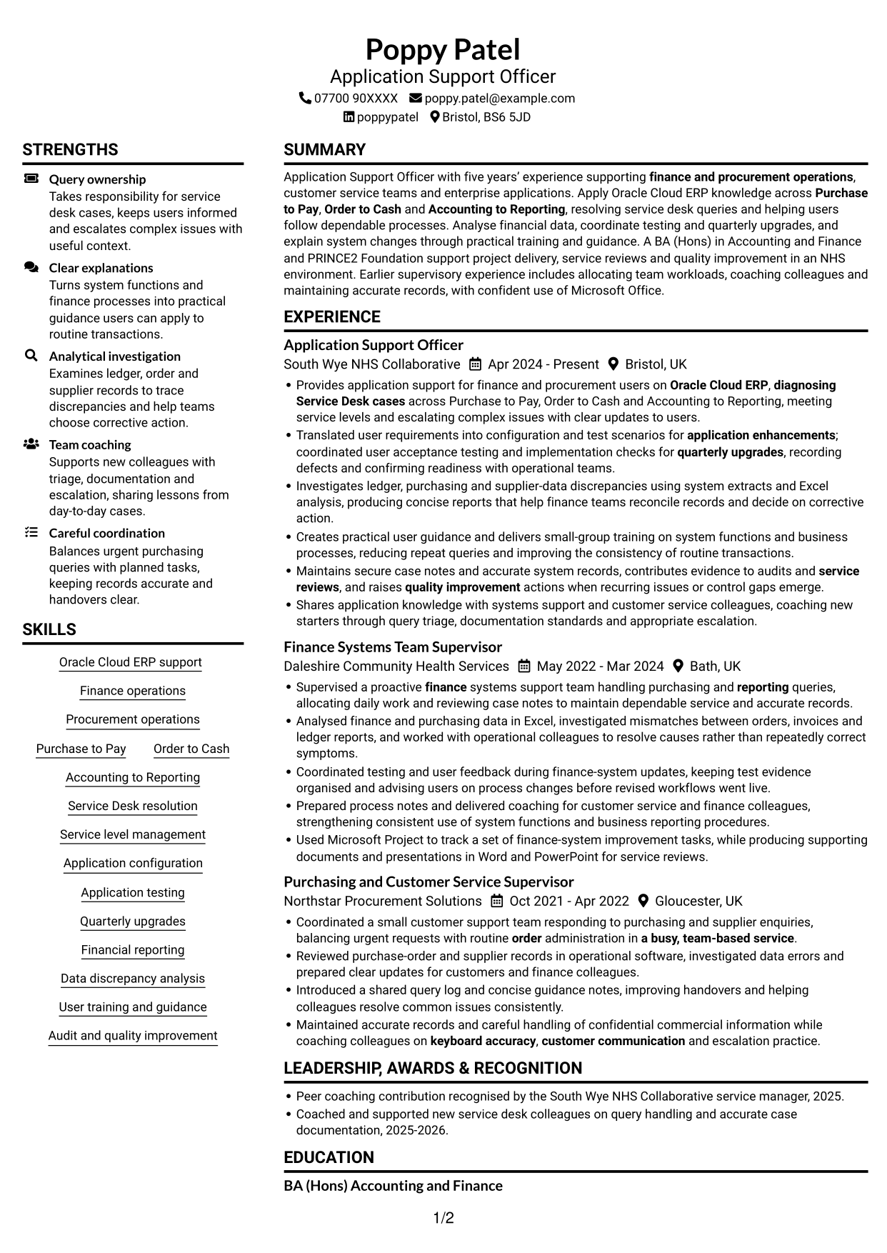 CV example — page 1