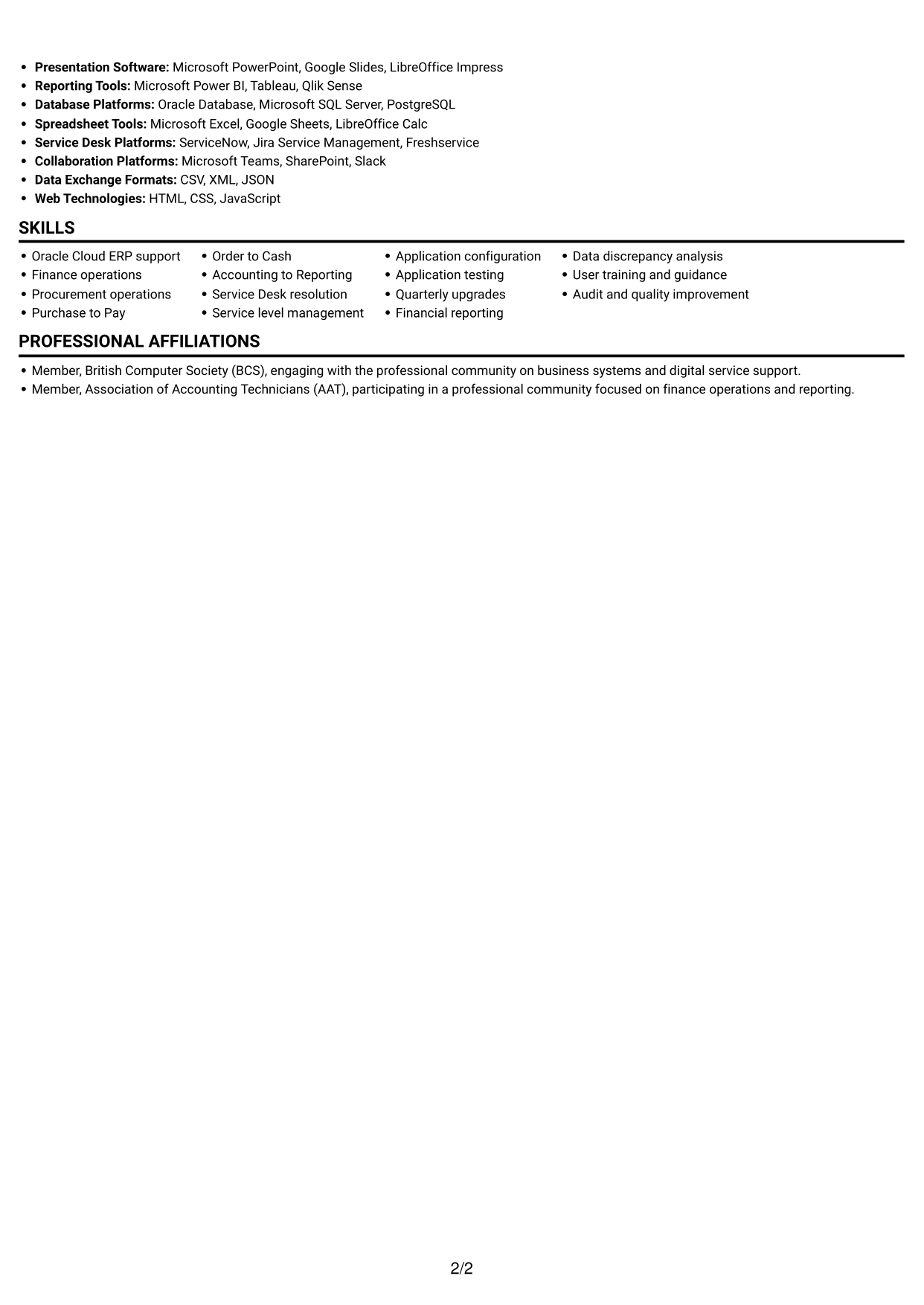 CV example — page 2