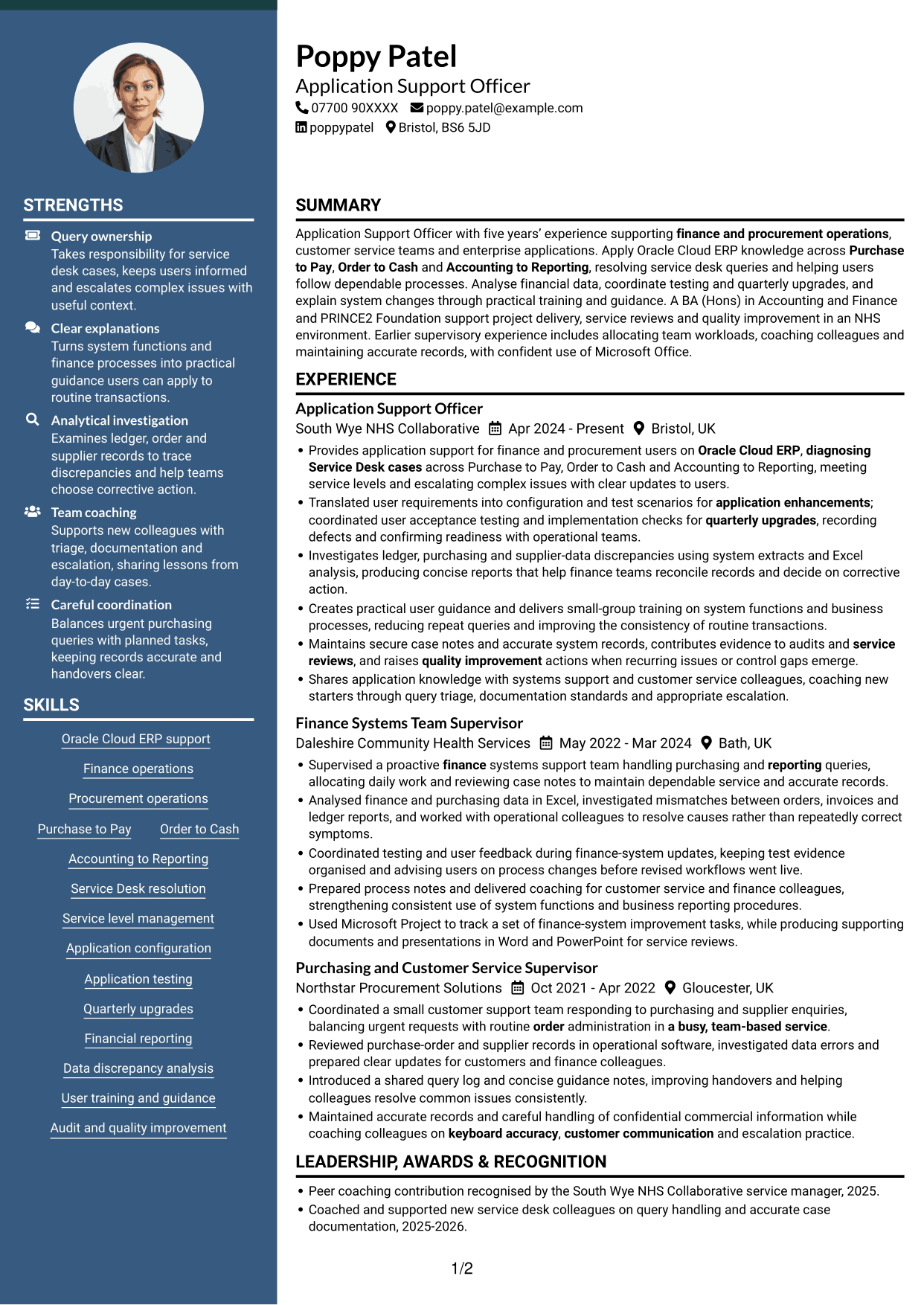 CV example — page 1