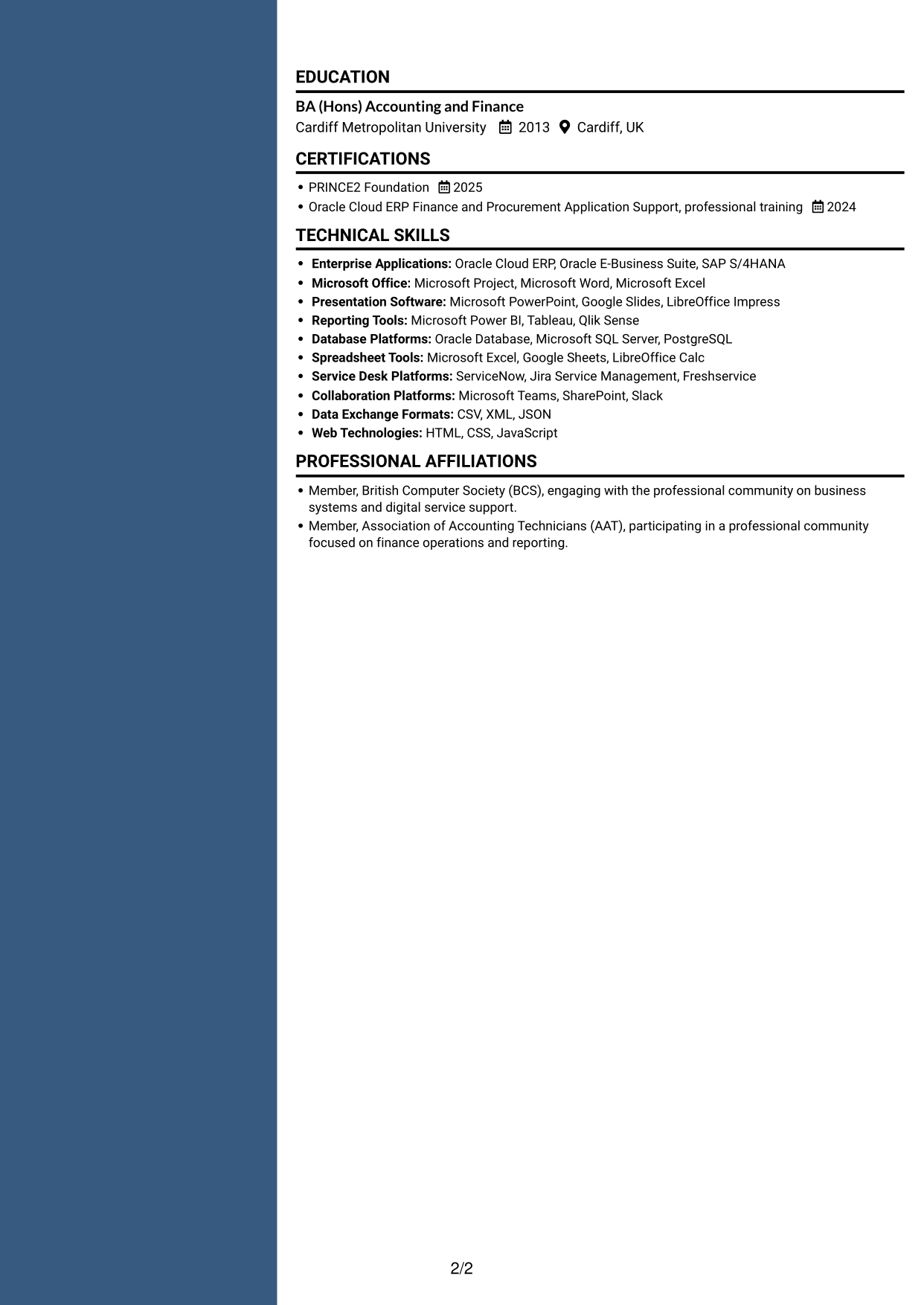 CV example — page 2