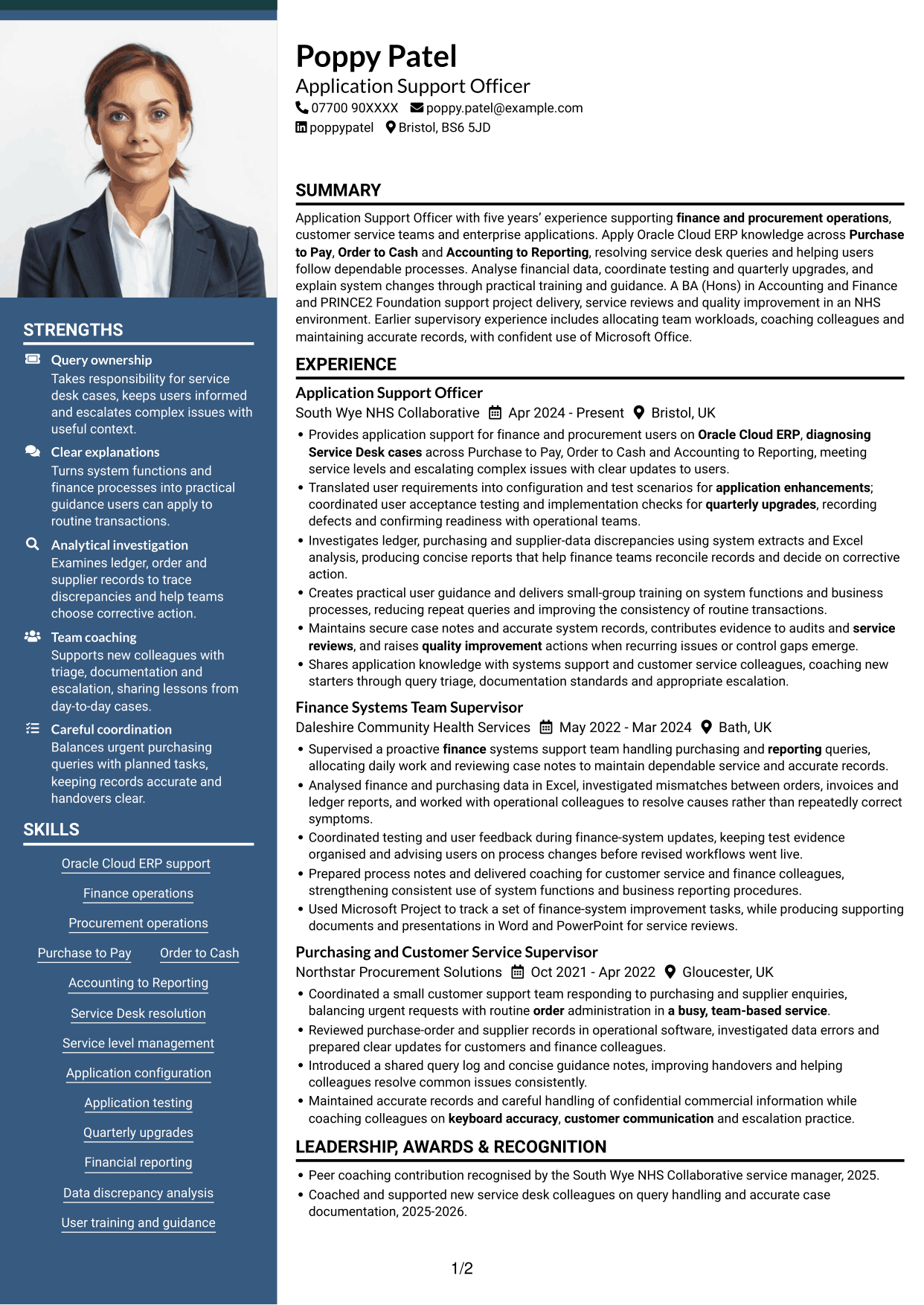 CV example — page 1