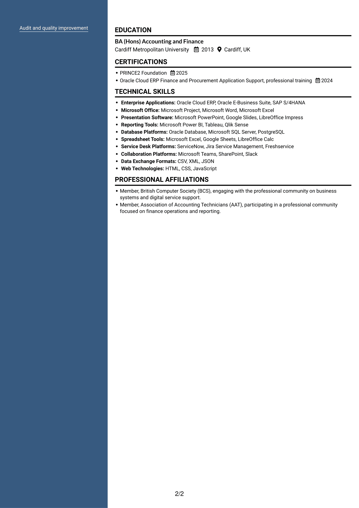CV example — page 2