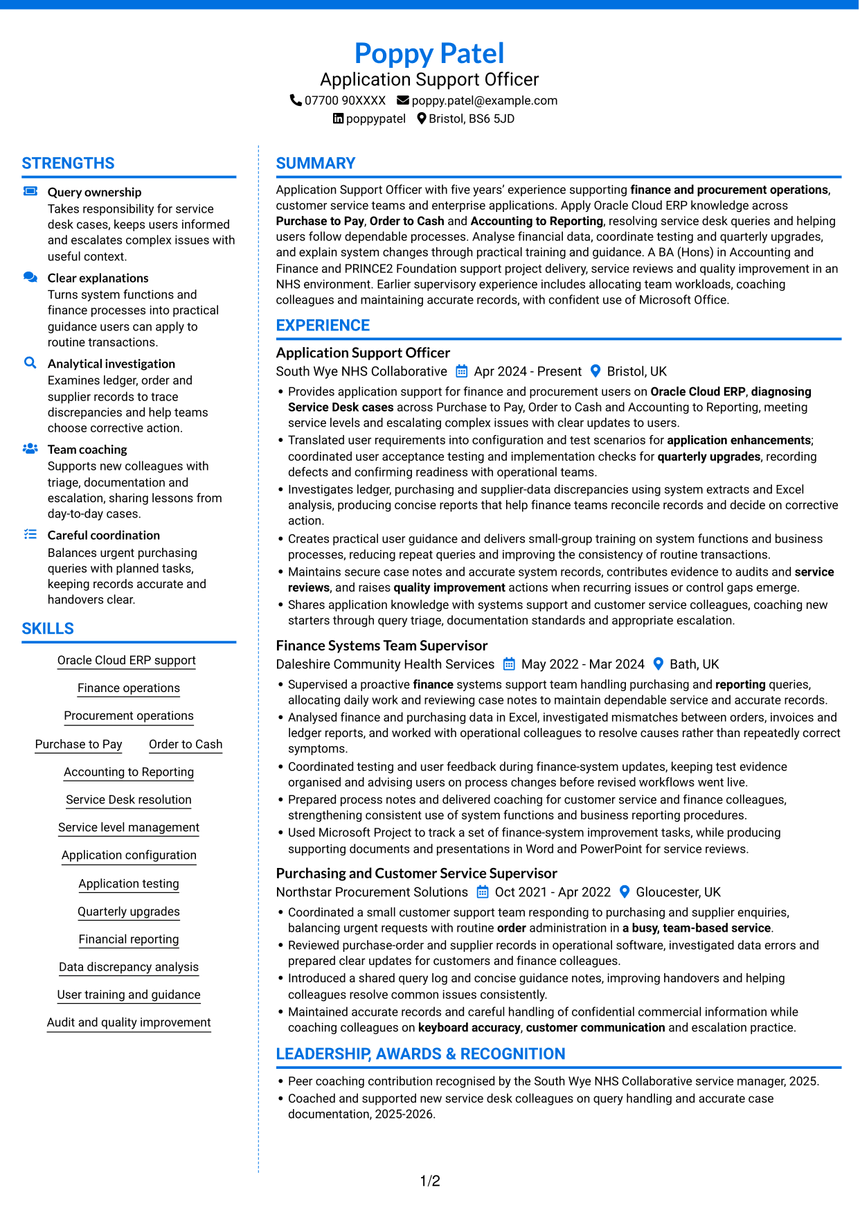 CV example — page 1