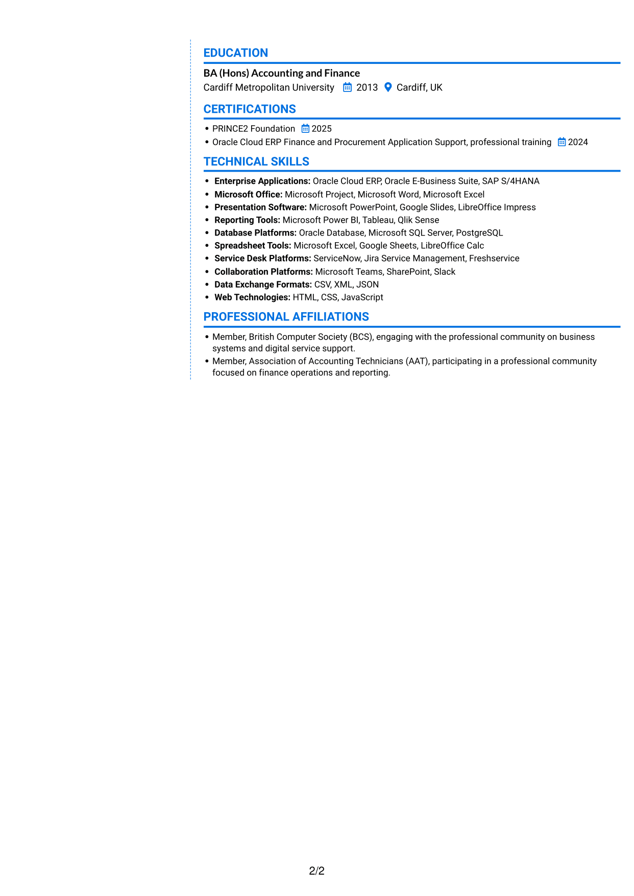 CV example — page 2