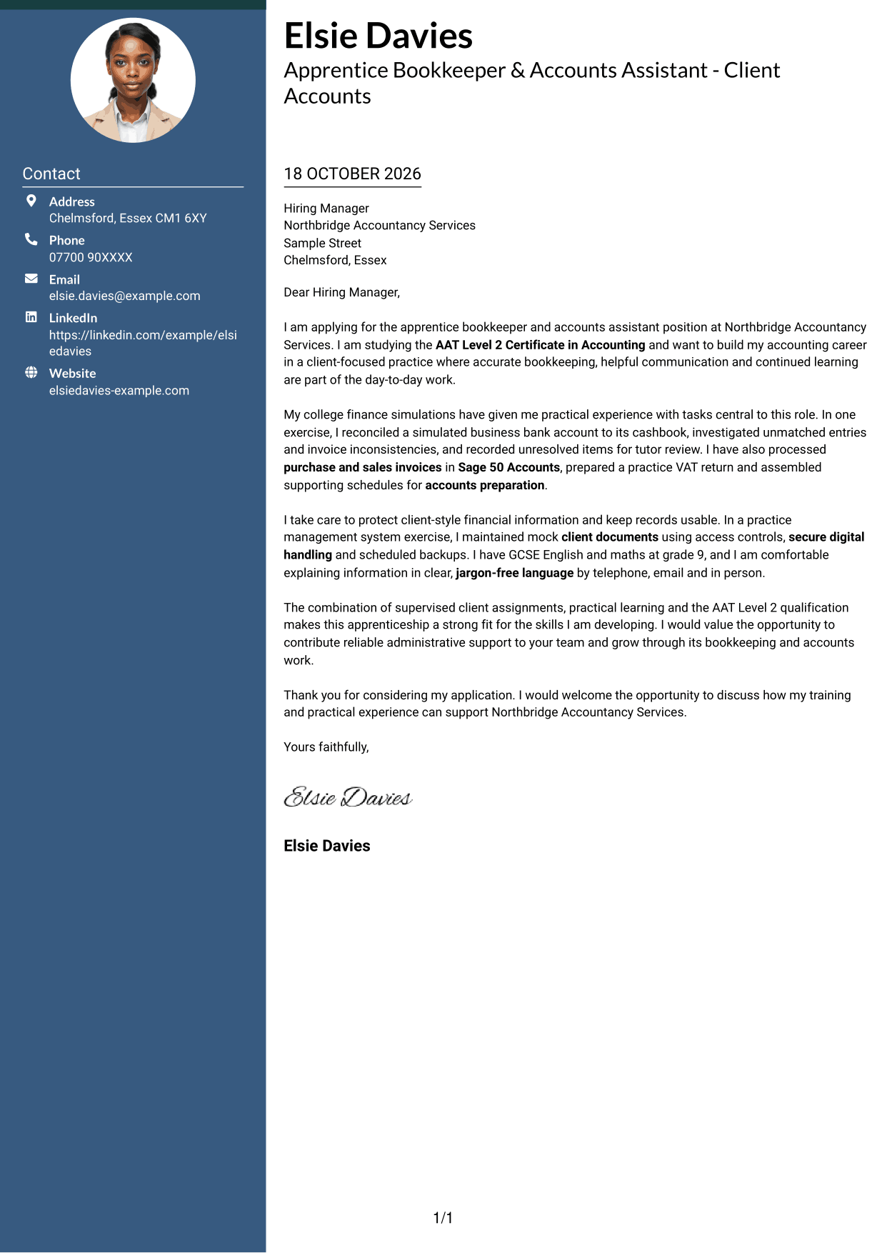 Cover letter example — page 1