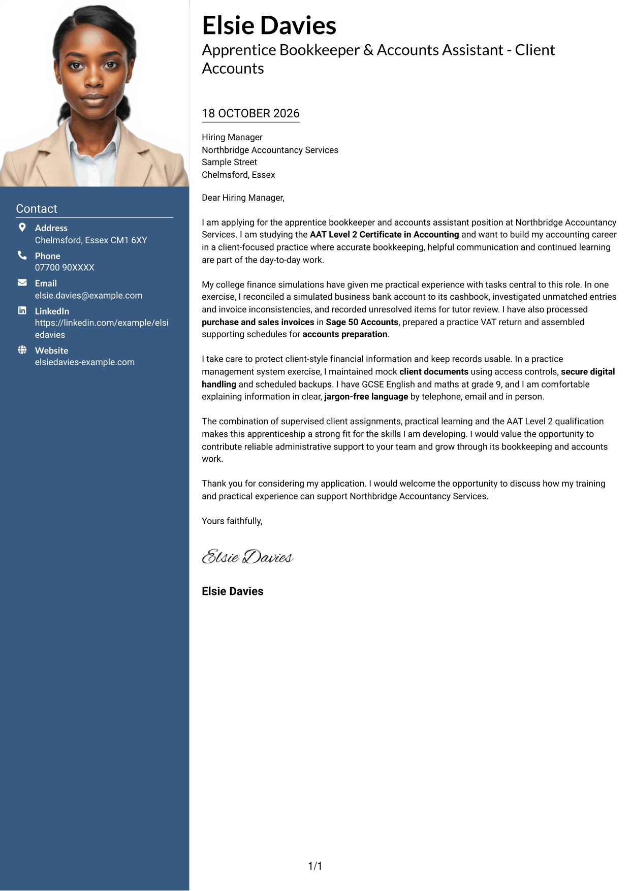 Cover letter example — page 1